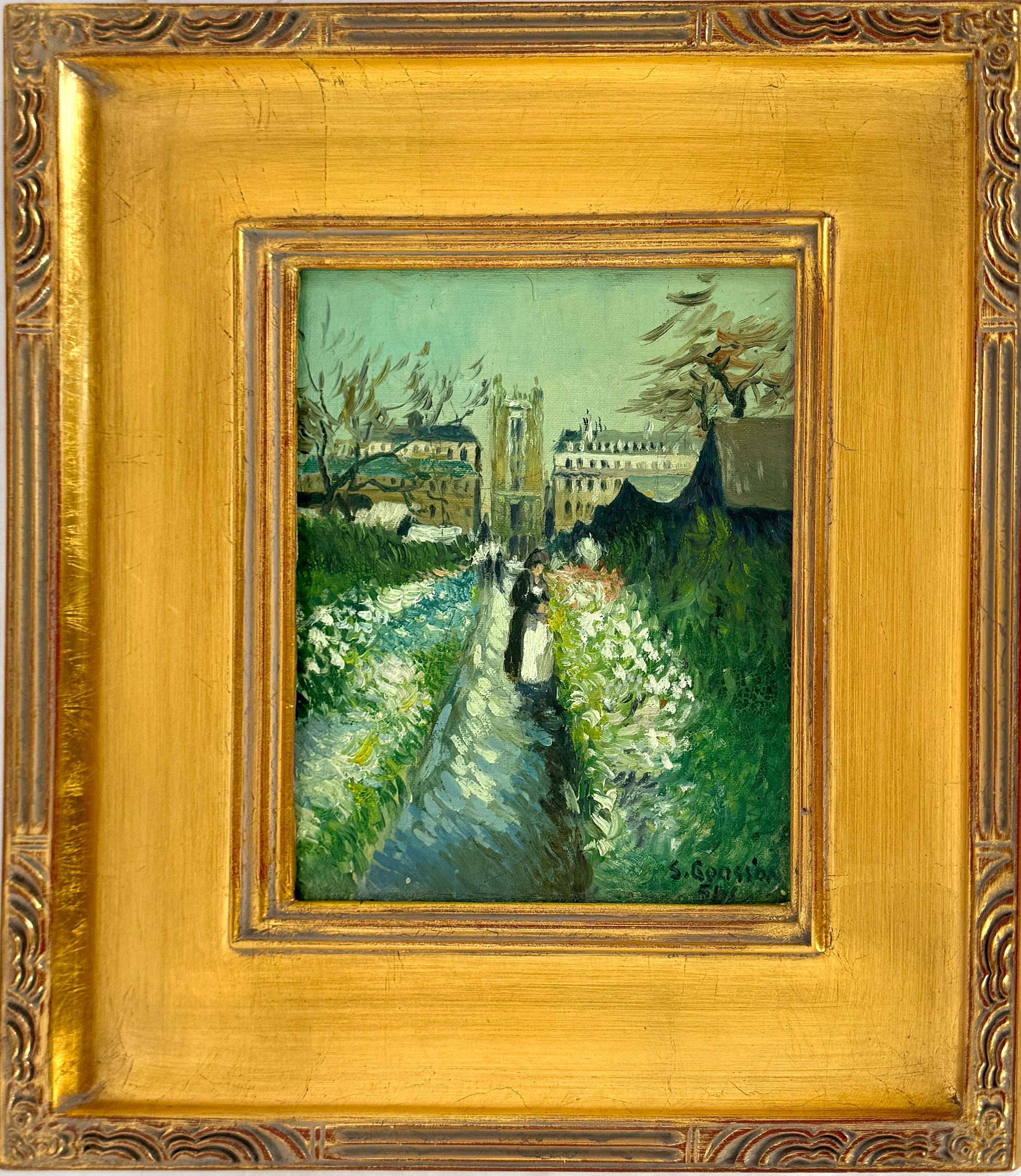 Le jardin de Daubigny Style de Vincent Van Gogh Le jardin de Daubigny par S. Goosson - Painting de Stephen Goosson
