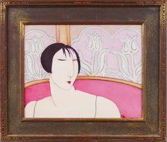 Antico ritratto d'interni incorniciato di un artista nero americano moderno  Pittura a olio
