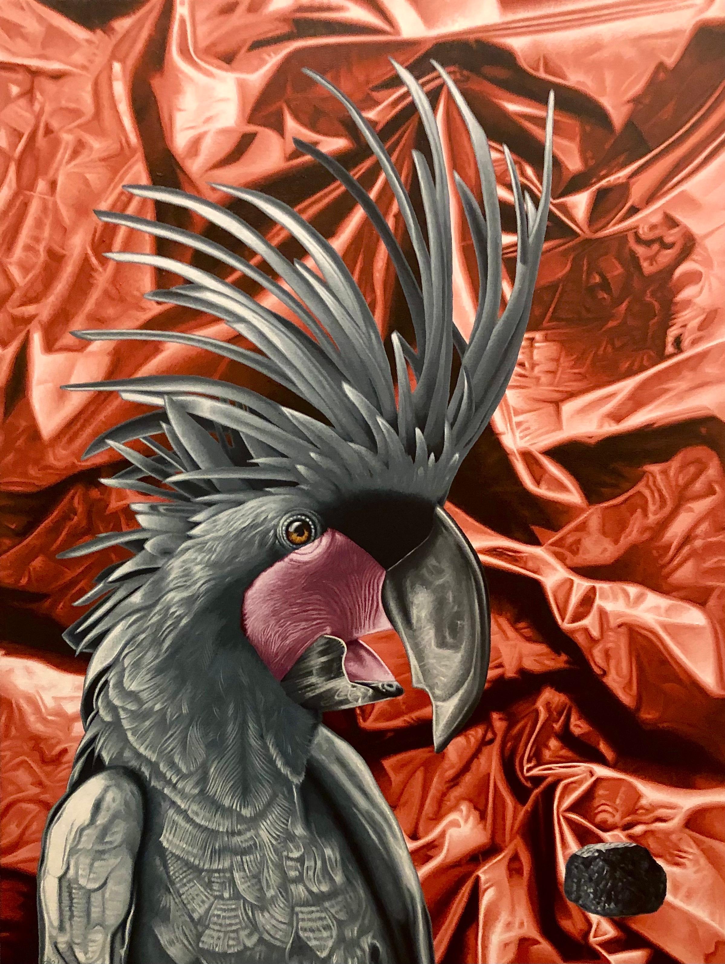 Animal Painting di Stephen Hall - Pittura figurativa ad acrilico: 'Aaak combustibile fossile'