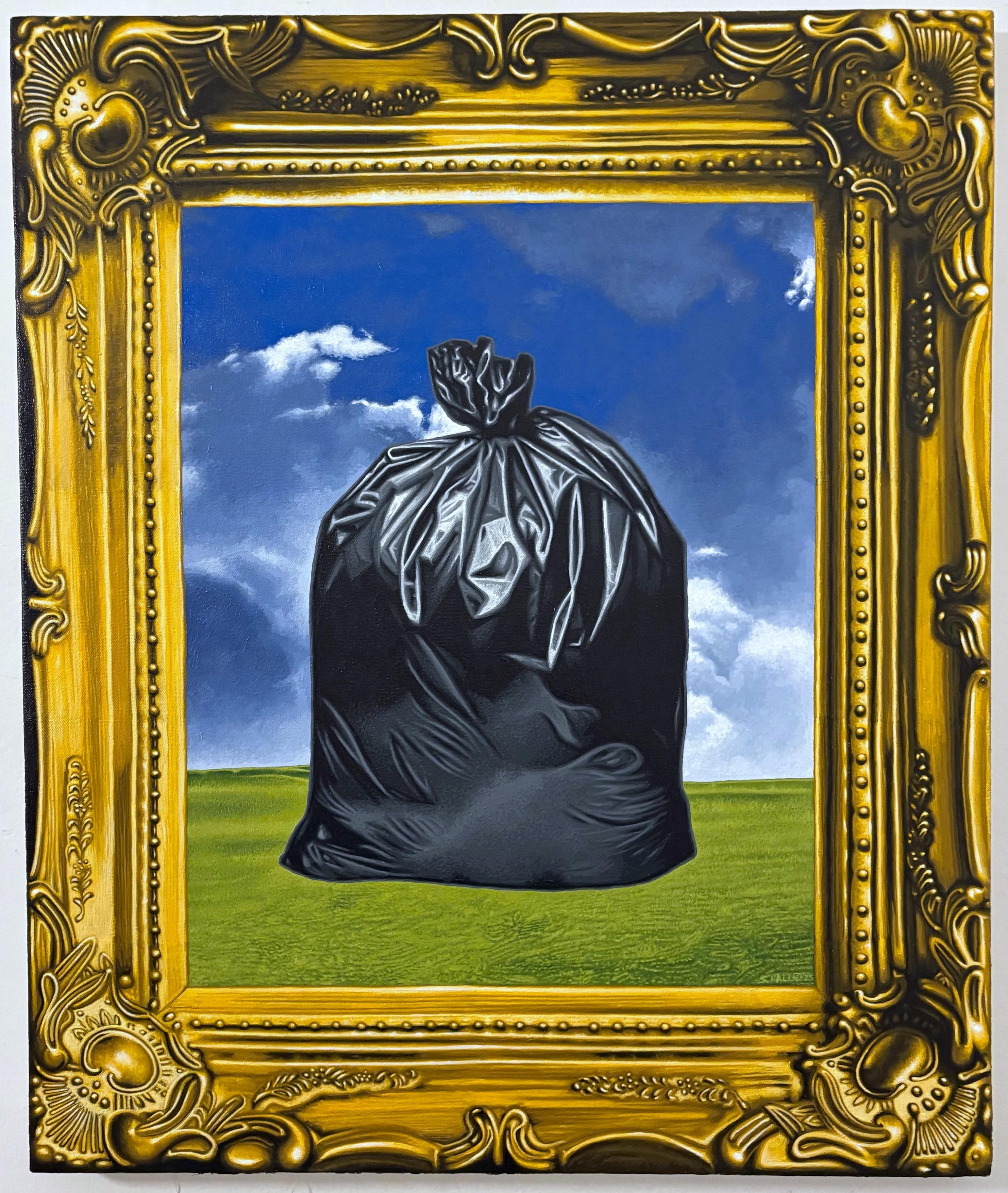 Figurative Painting di Stephen Hall - Acrilico su tela: "Una piaga sul paesaggio"