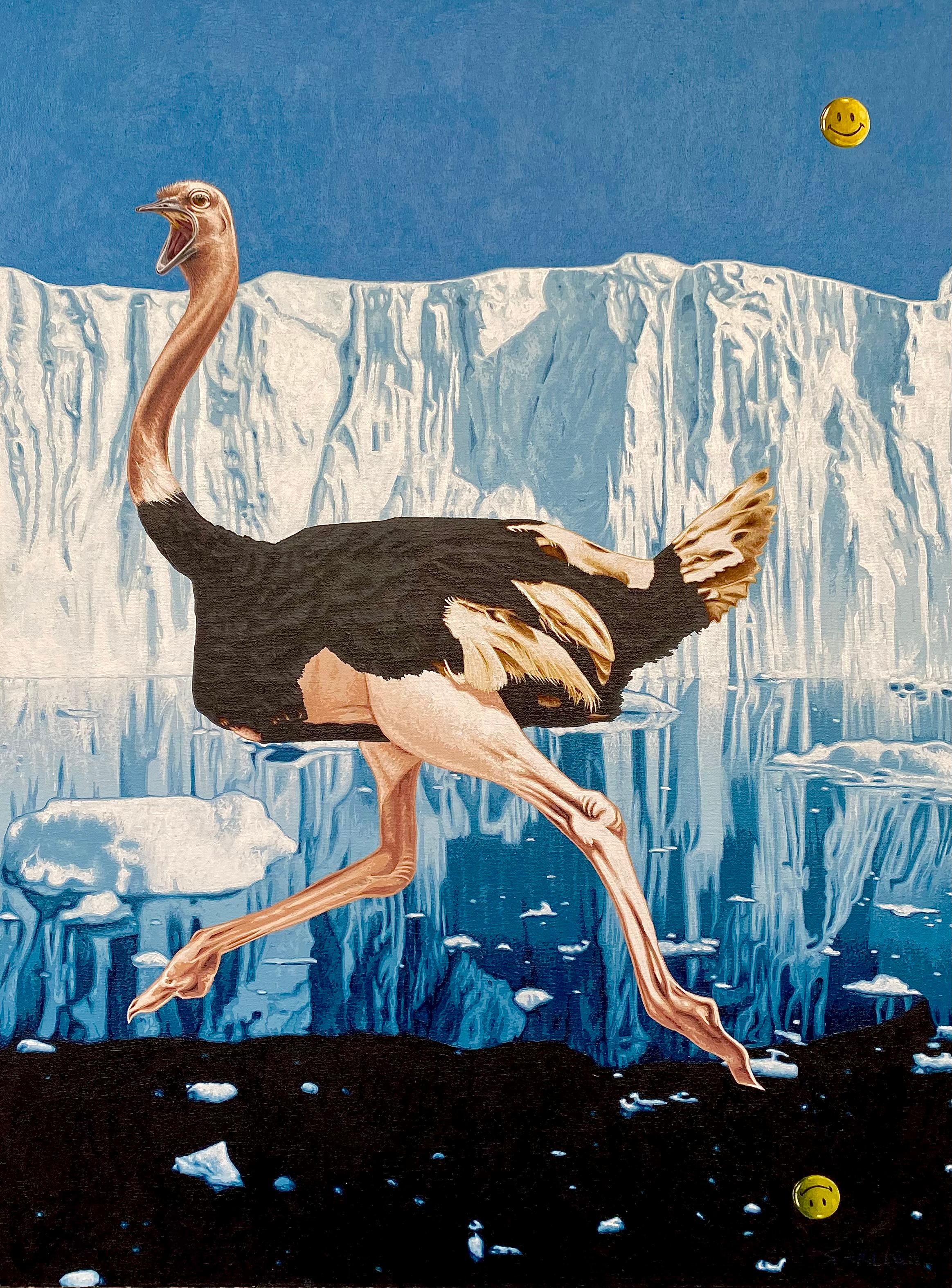 Figurative Painting Stephen Hall - Acrylique sur toile : Attends, il y a quelque chose qui cloche""