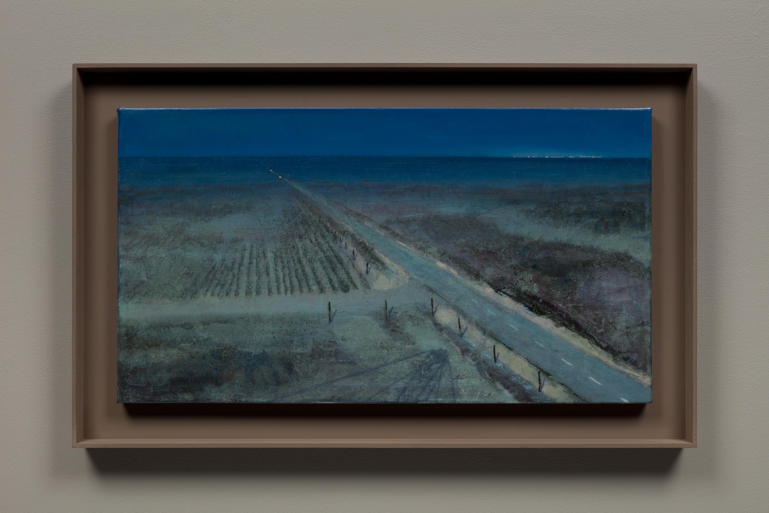 Full Moon Above Prairie Stop Hwy 41 (Mass MoCA # 289) - Painting by Stephen Hannock