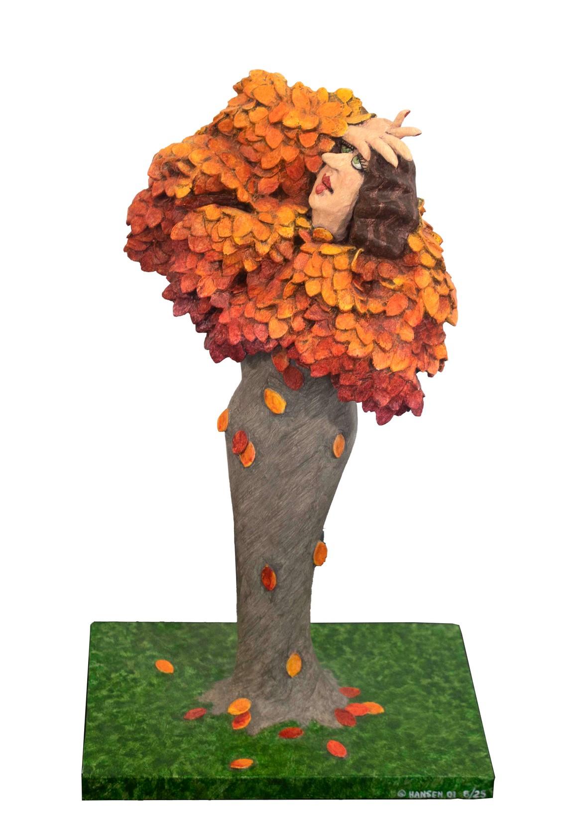 For your consideration is a humorous and whimsical papier mache sculpture titled Fall by Michigan artist Stephen Hansen (17.25 H X 10 W X 7 D). A Seattle native, Stephen Hansen moved to New Mexico in 1984, and has been working as a professional