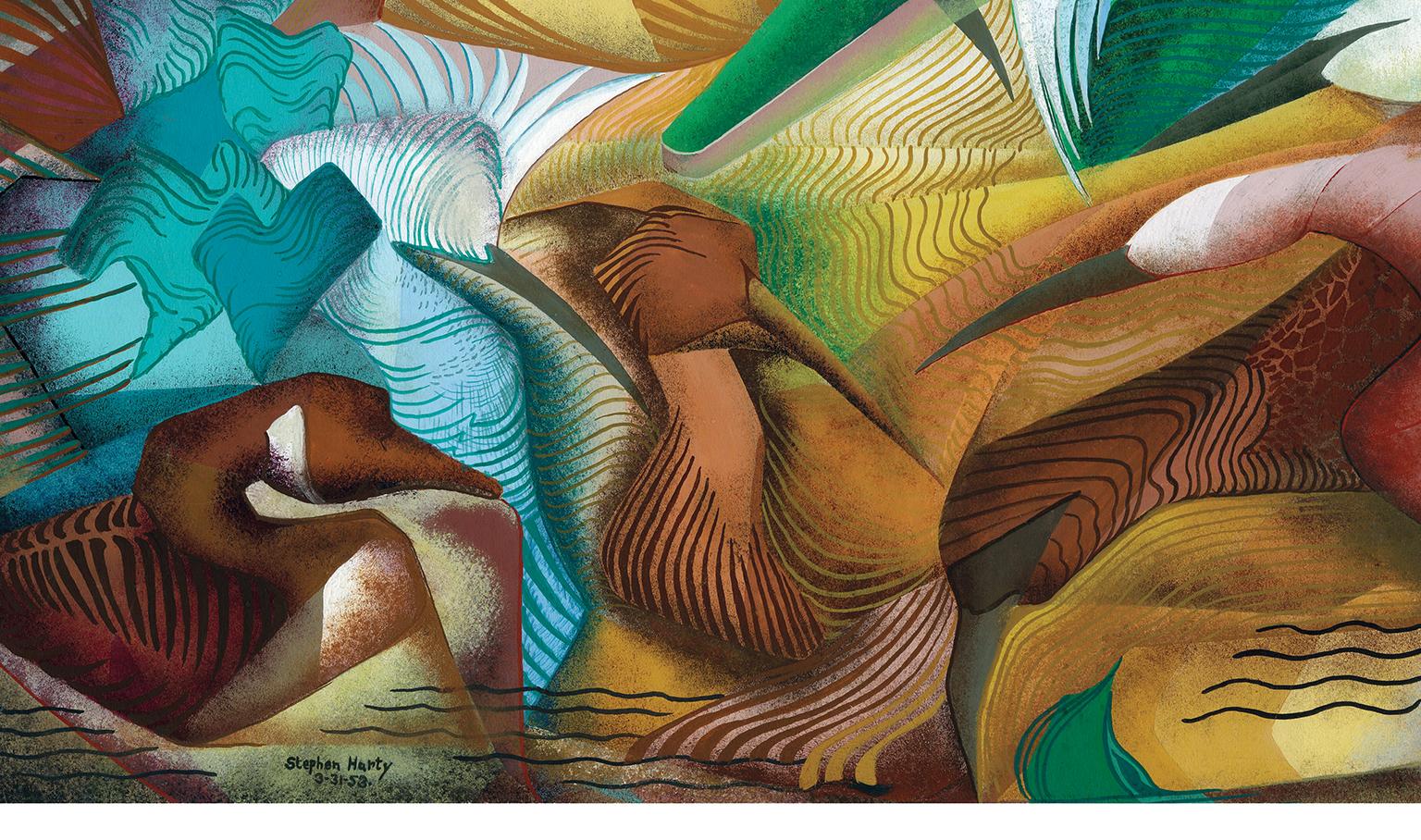 'Bird Abstraction' — Mid-Century Modernism - Painting by Stephen Harty