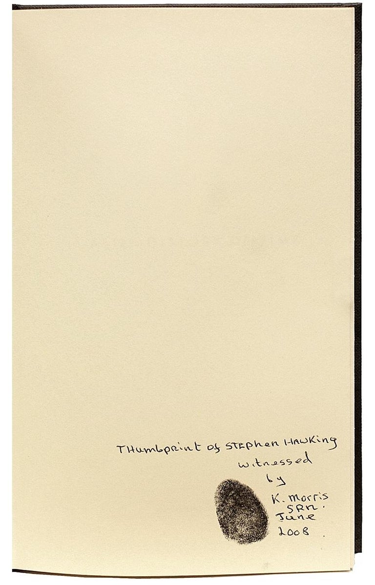 Stephen HAWKING, Brief History Of Time, SIGNED WITH THUMB PRINT OF ...