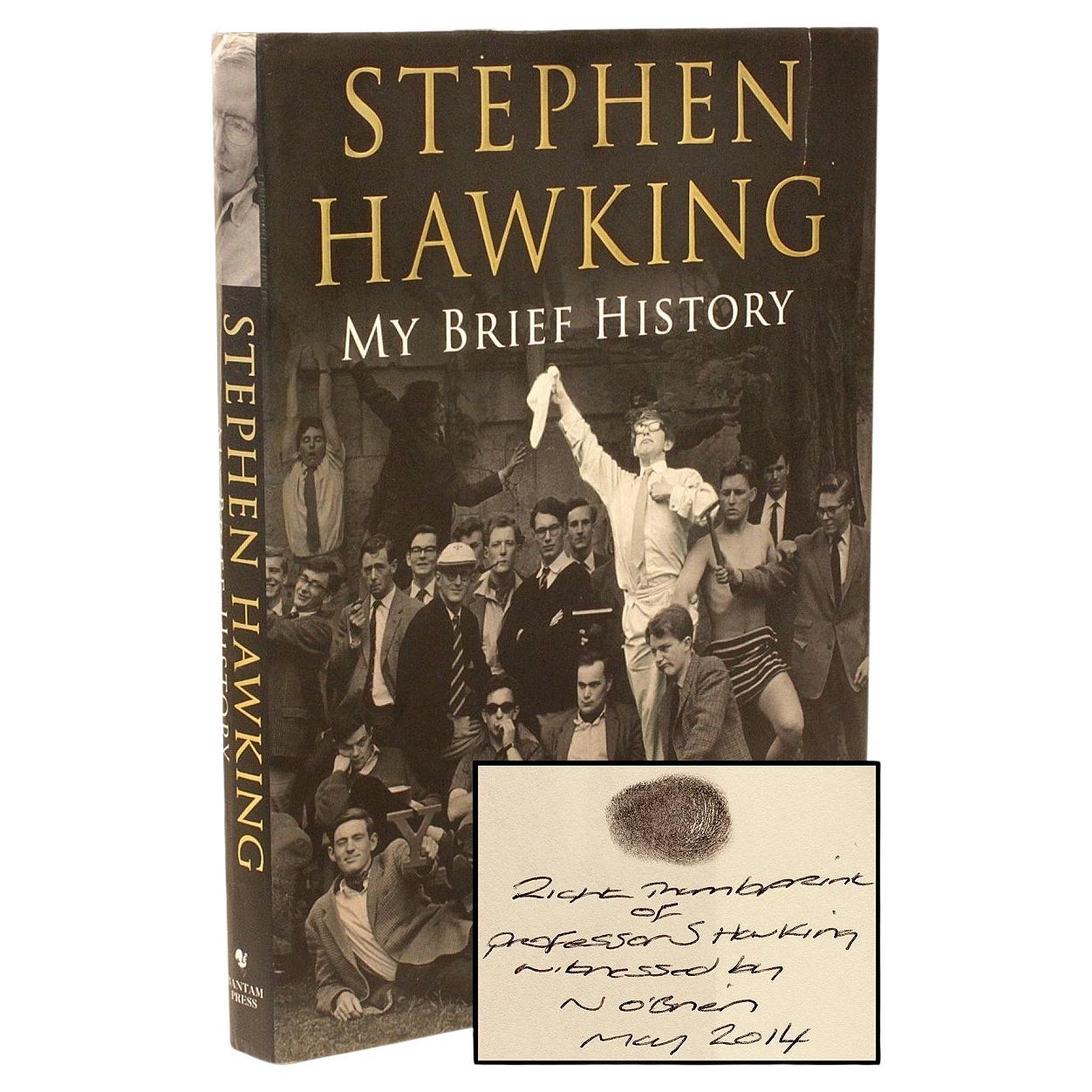 Stephen Hawking, My Brief History, 1ère édition signée avec l'estampe au pouce de Hawking