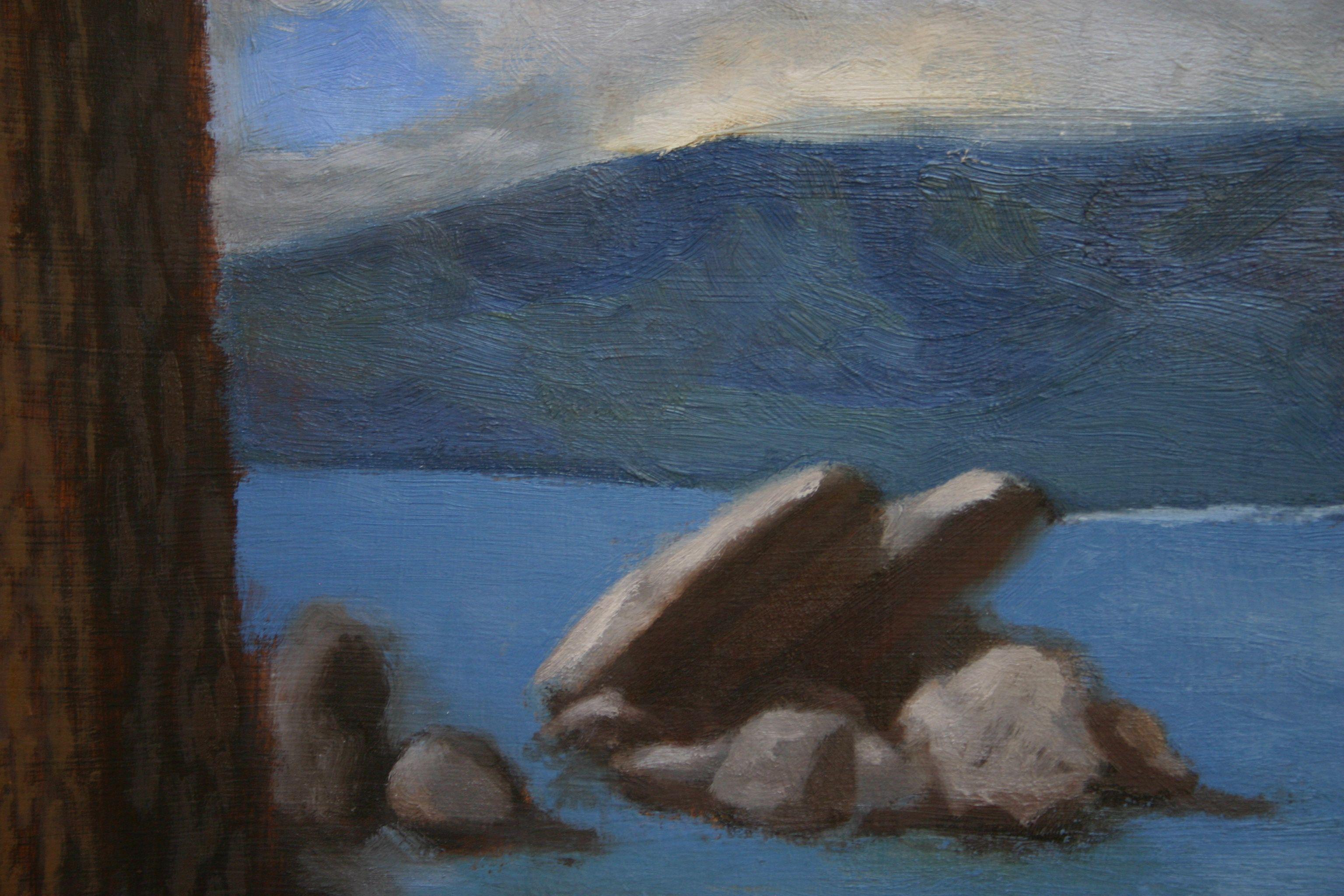 Lake Tahoe, Painting, Oil on MDF Panel For Sale 1