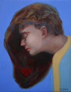 Rose rouge, peinture sur toile