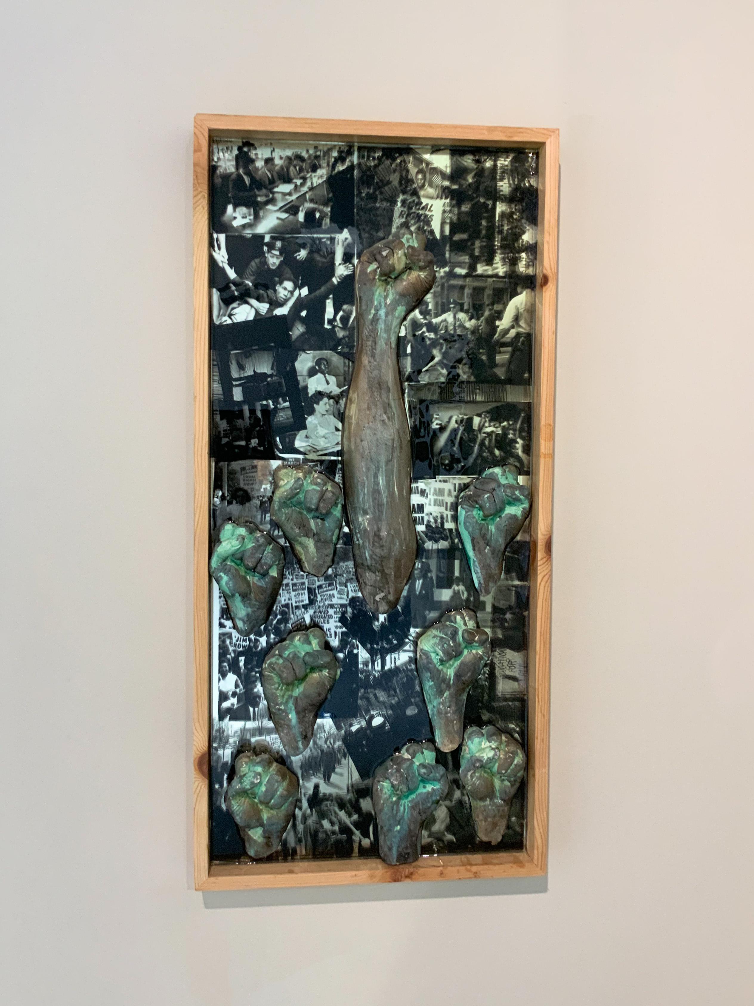 Reflect- 3D Reflective Mixed Media Narrative Cast Sculpture in Wooden Frame - Abstract Mixed Media Art by Stephen Hayes