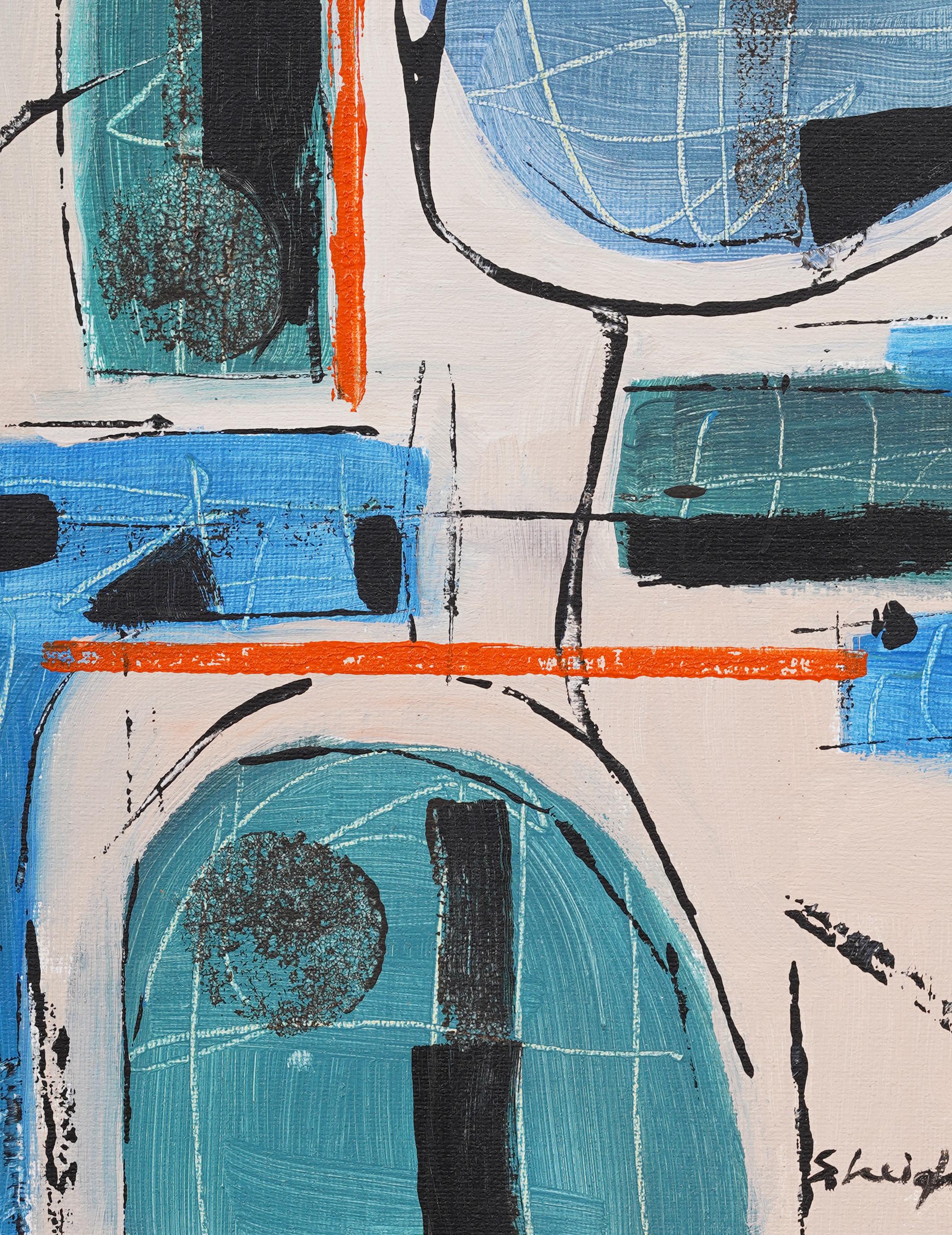 Importante opera di espressionismo astratto modernista contemporaneo con cornice  Pittura a olio - Abstract Painting Nero di Stephen Heigh