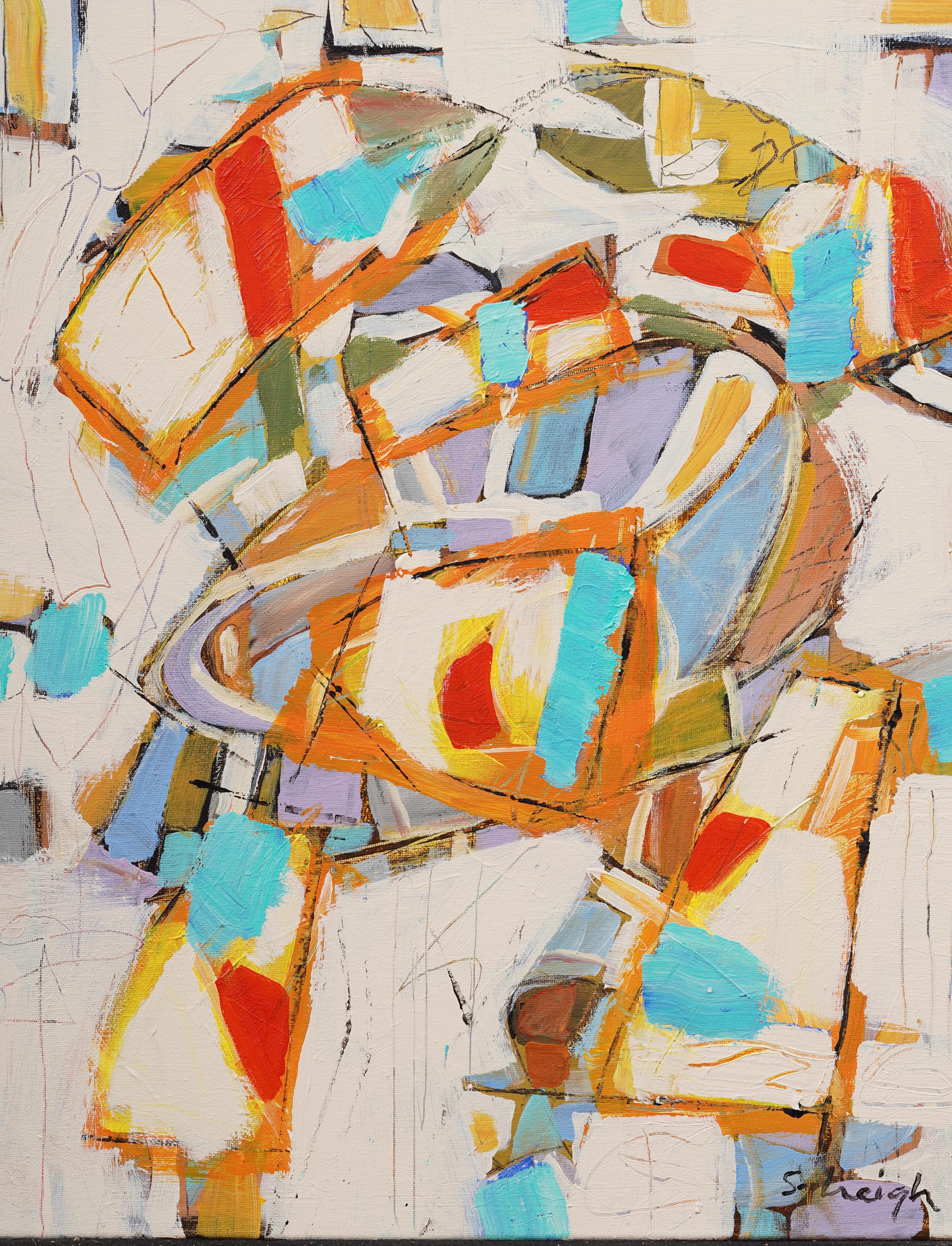 Importante pittura ad olio contemporanea modernista espressionista astratta incorniciata e rara - Painting Moderno di Stephen Heigh