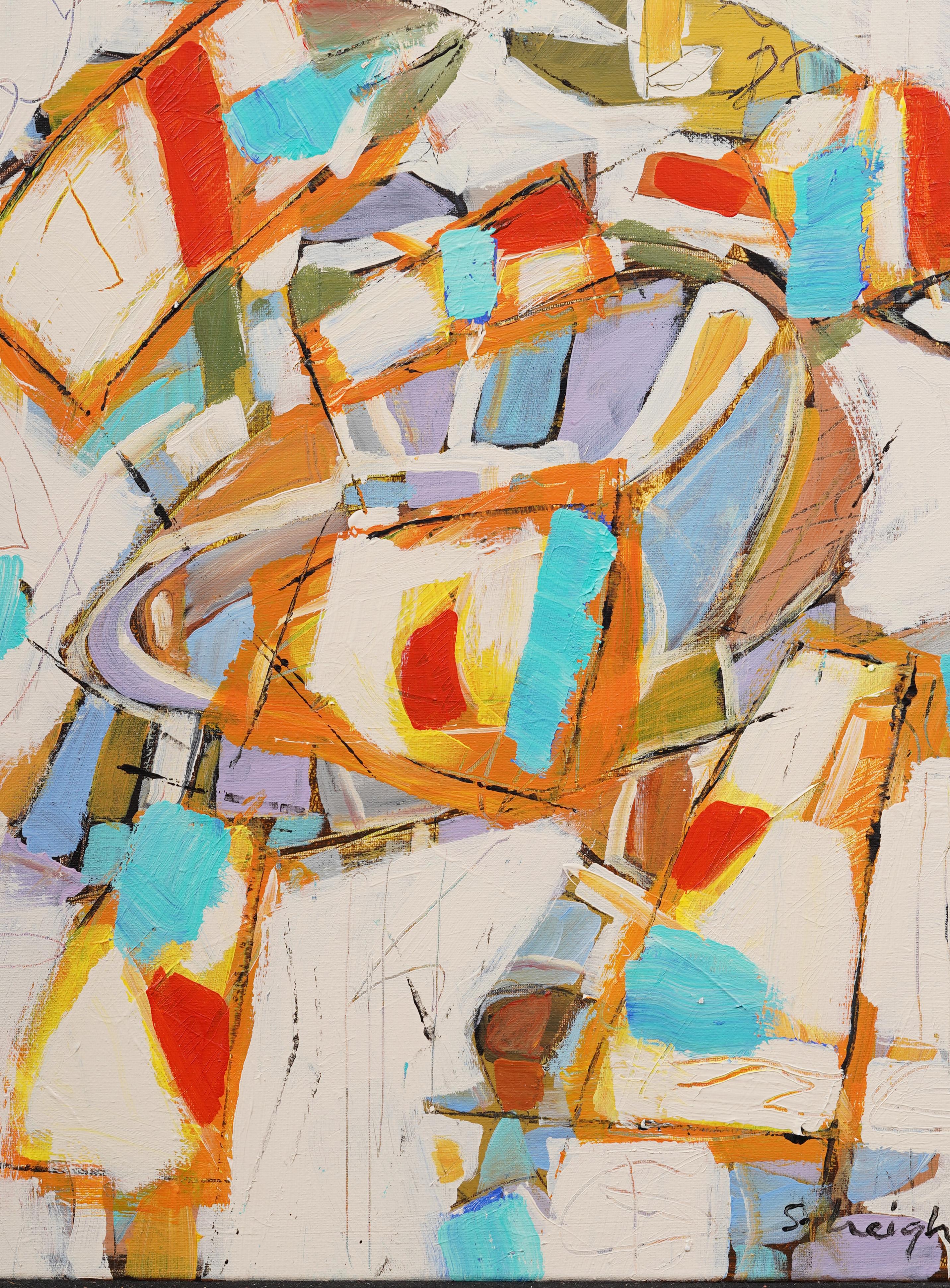 Impressionante dipinto espressionista astratto contemporaneo di Stephen Heigh.  Olio su tela.  Firmato.  Dimensioni dell'immagine, 20H x 16L.