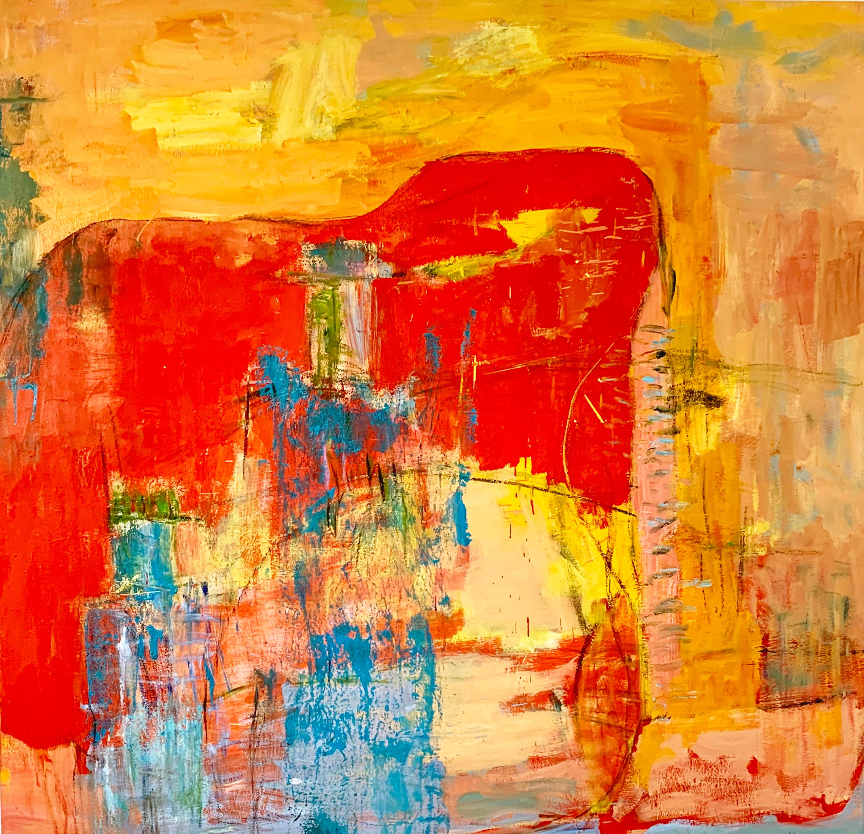 Stephen Henriques Abstract Painting - Elephantasy / oil on canvas - vibrant, bold warm color