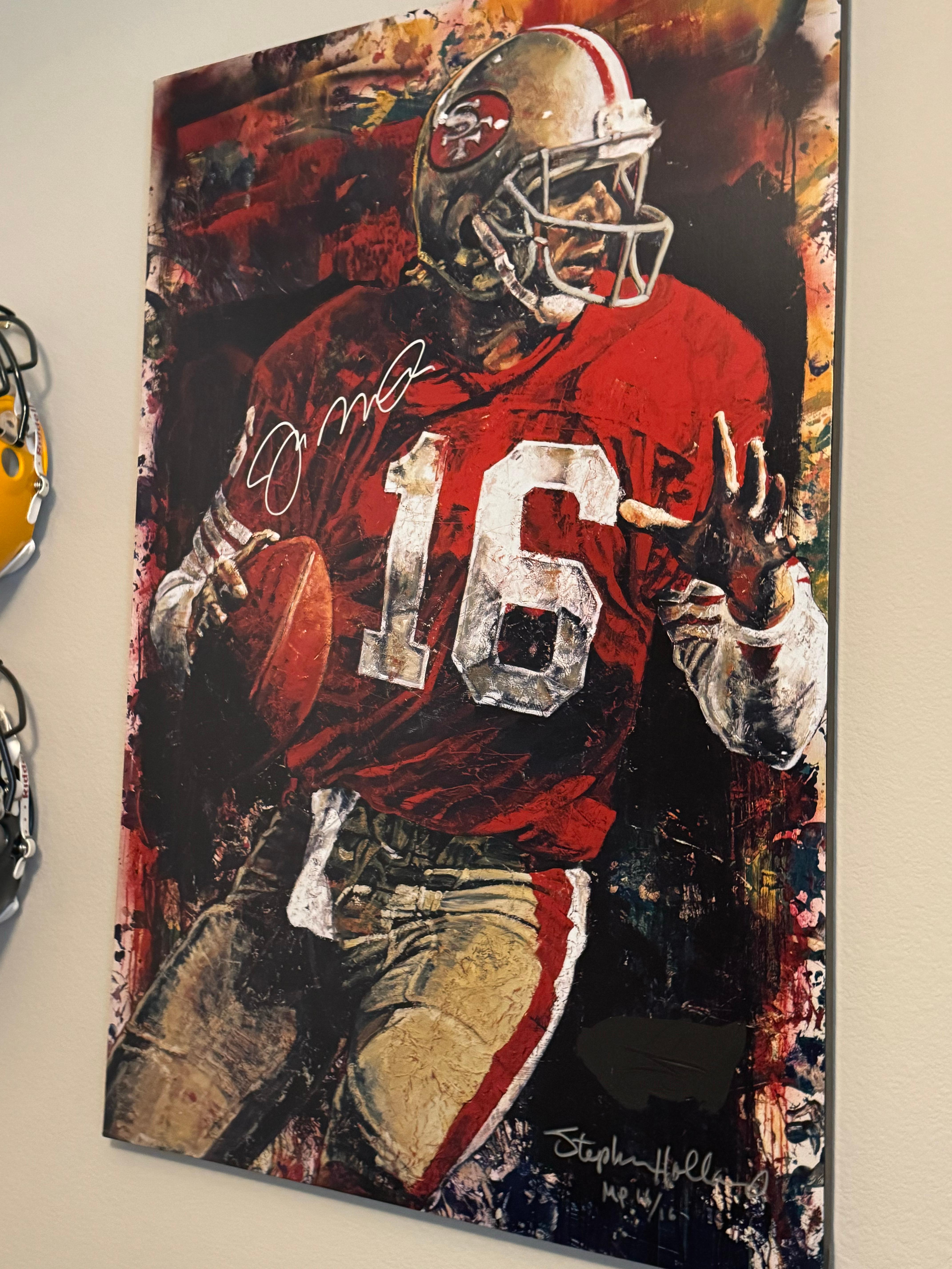 Joe Montana MP16/16 — Hand-Embellished Giclée Signed by Artist and Athlete For Sale 1