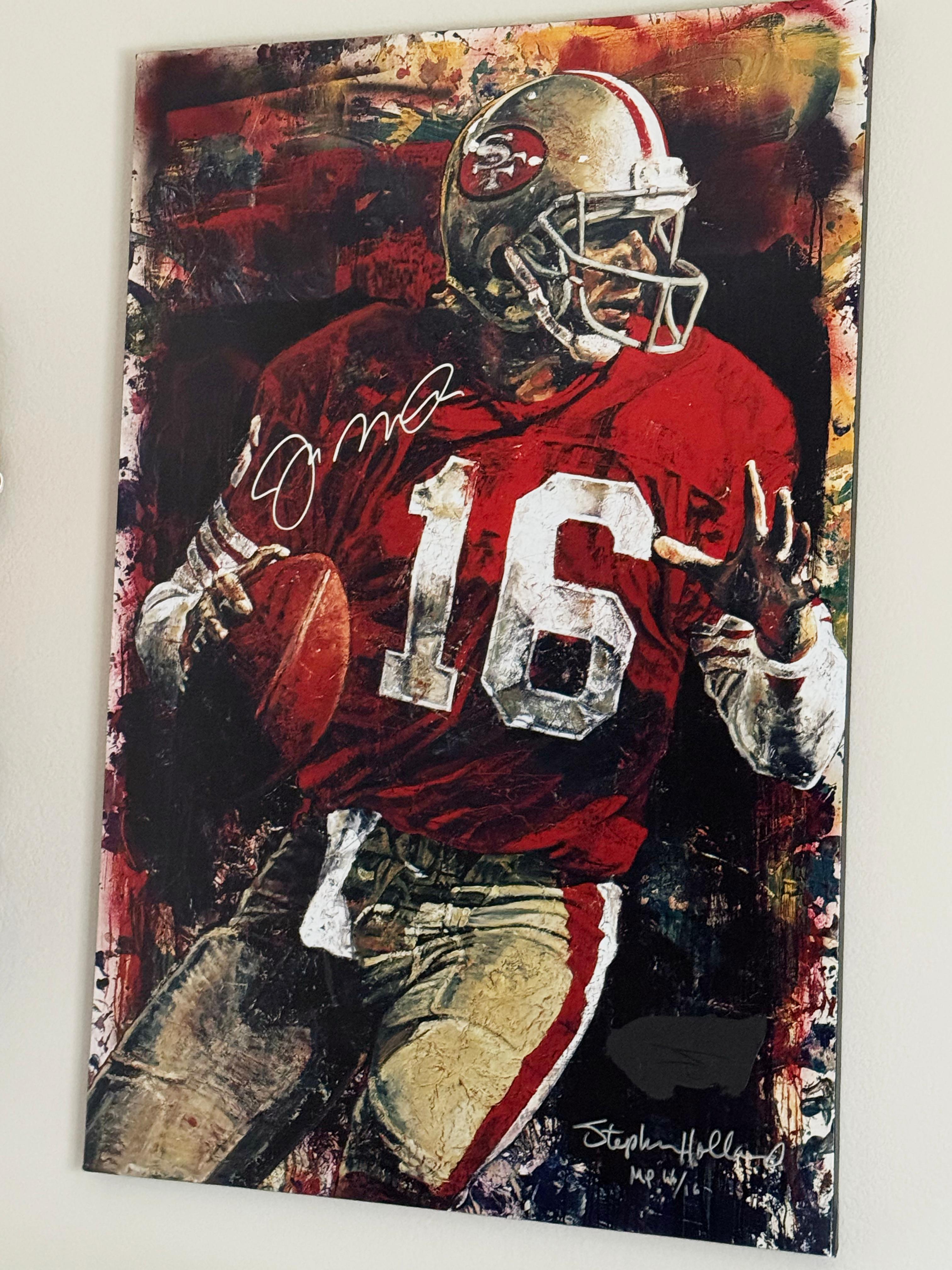 Joe Montana MP16/16 — Hand-Embellished Giclée Signed by Artist and Athlete For Sale 3