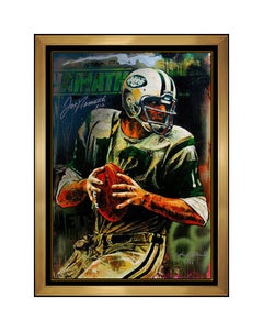 Vintage Stephen Holland Broadway Joe Namath Giclee On Canvas Hand Signed Football Art