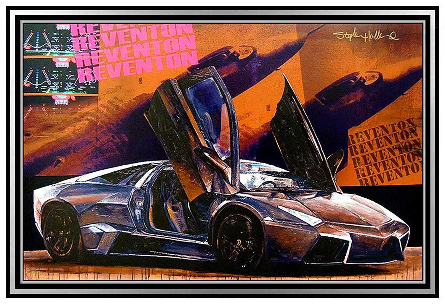 STEPHEN HOLLAND Original Giclee on CANVAS Signed Lamborghini Sports Car Artwork - Print by Stephen Holland