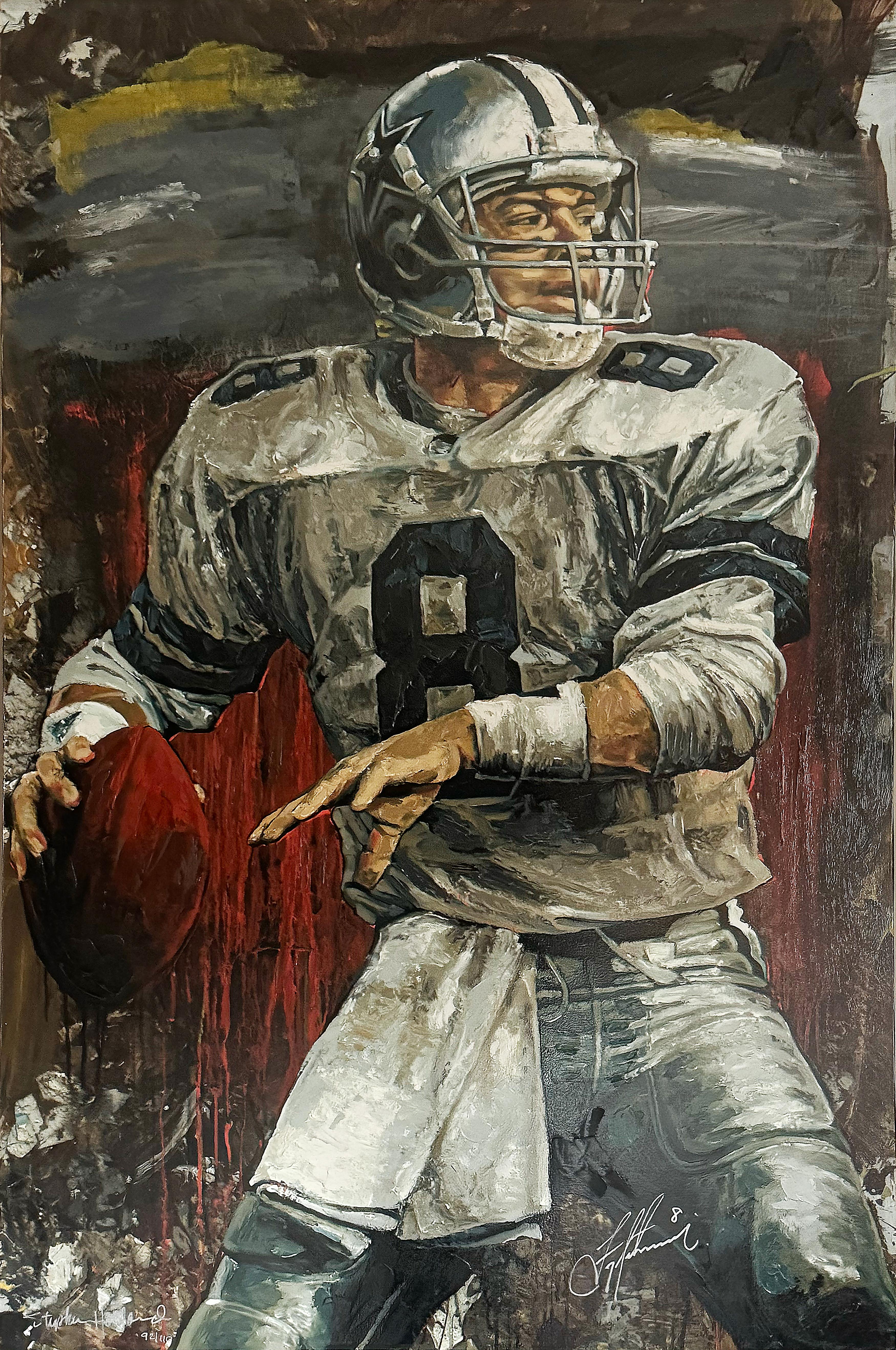"Troy Aikman" Hand-Embellished Giclée by Stephen Holland 92/110