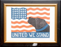 "United We Stand" Edition 32/250 USA American Flag Black Labrador Retriever Dog