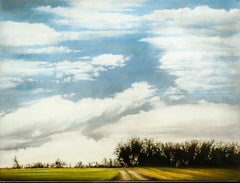 Original oil/charcoal painting by Stephen Hutchings titled  TWO FIELDS