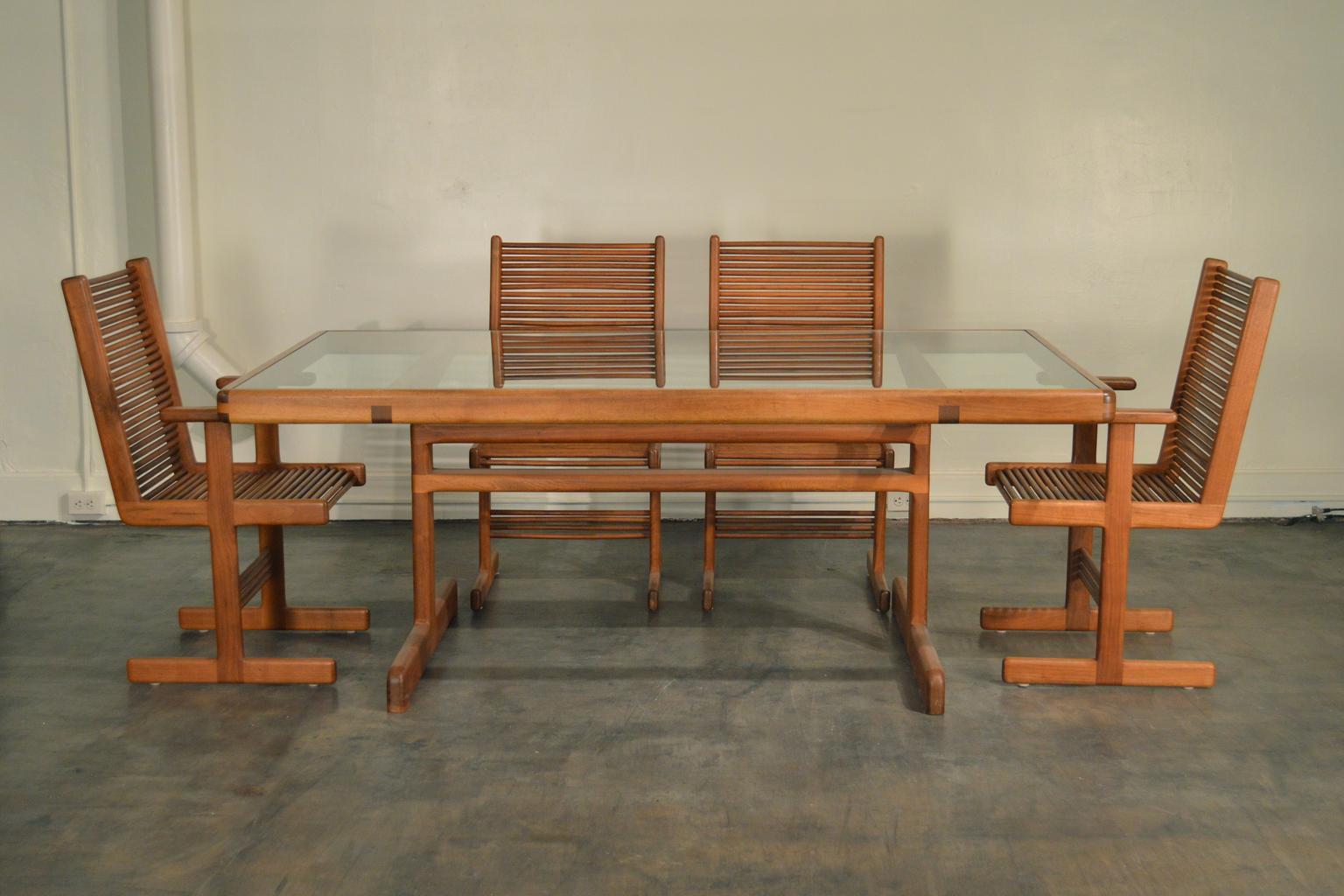 Stephen Hynson Post-Modern Handcrafted Walnut Dining Set w/Table & 6 Chairs 2