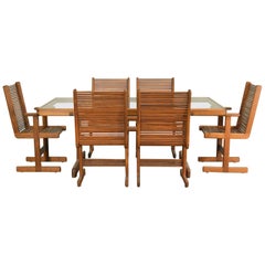 Stephen Hynson Post-Modern Handcrafted Walnut Dining Set w/Table & 6 Chairs