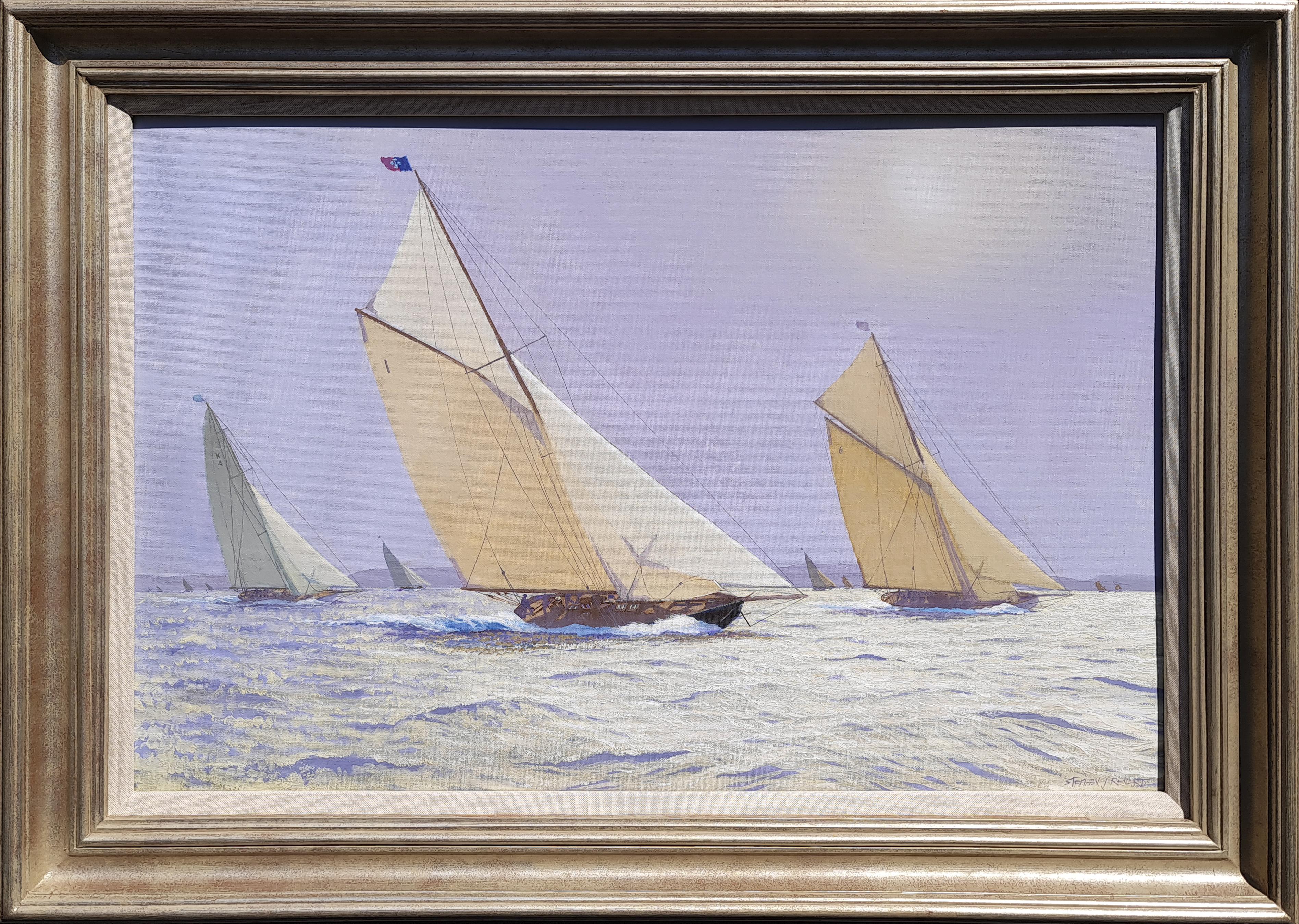 Stephen J. Renard Landscape Painting – Die "Britannia" beim Rennen mit der "Lulworth", Ende der 1920er Jahre