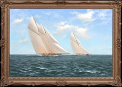 Britannia and Vigilant Yacht Race On The Solent, oil on canvas by Stephen Renard