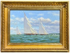 Vintage Yachts Racing Off the Coast