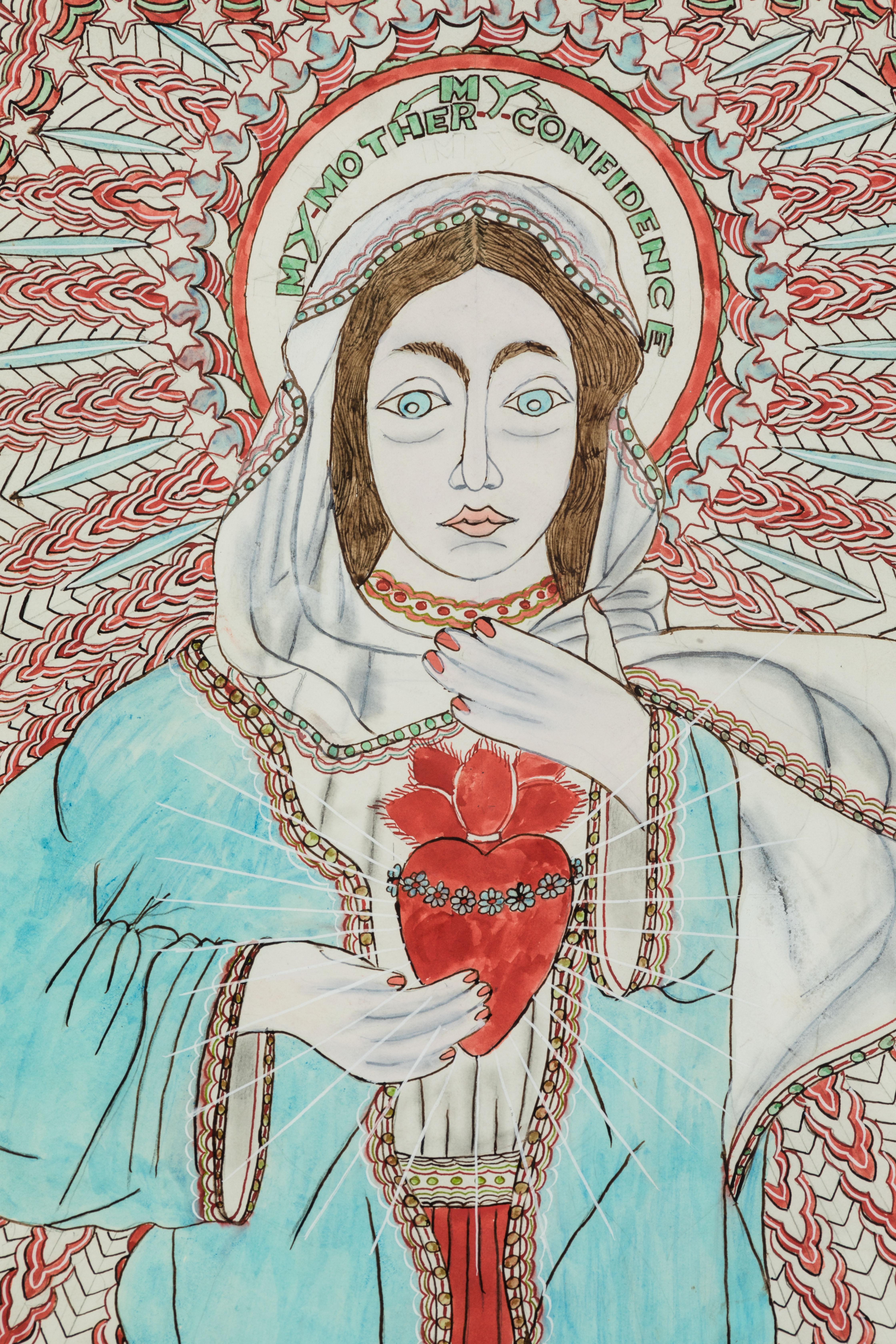 American Stephen JM Palmer Sacred Heart My Mother My Confidence Outsider Art Painting