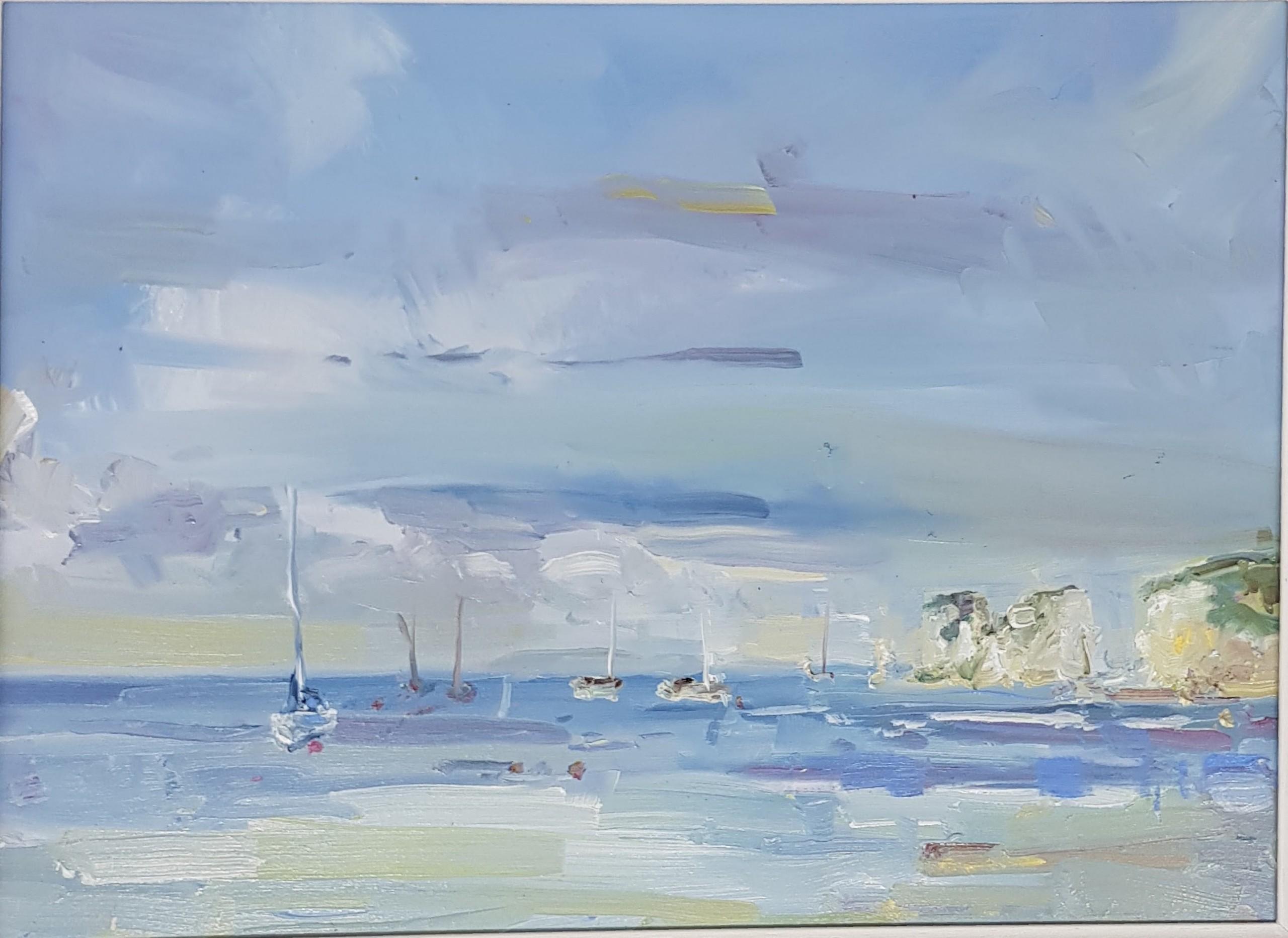Stephen Kinder Abstract Painting – Moored-Boots bei Old Harrys