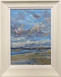Sunset Coming, Abstract Seascape, Original Landscape Painting, Framed Artwork