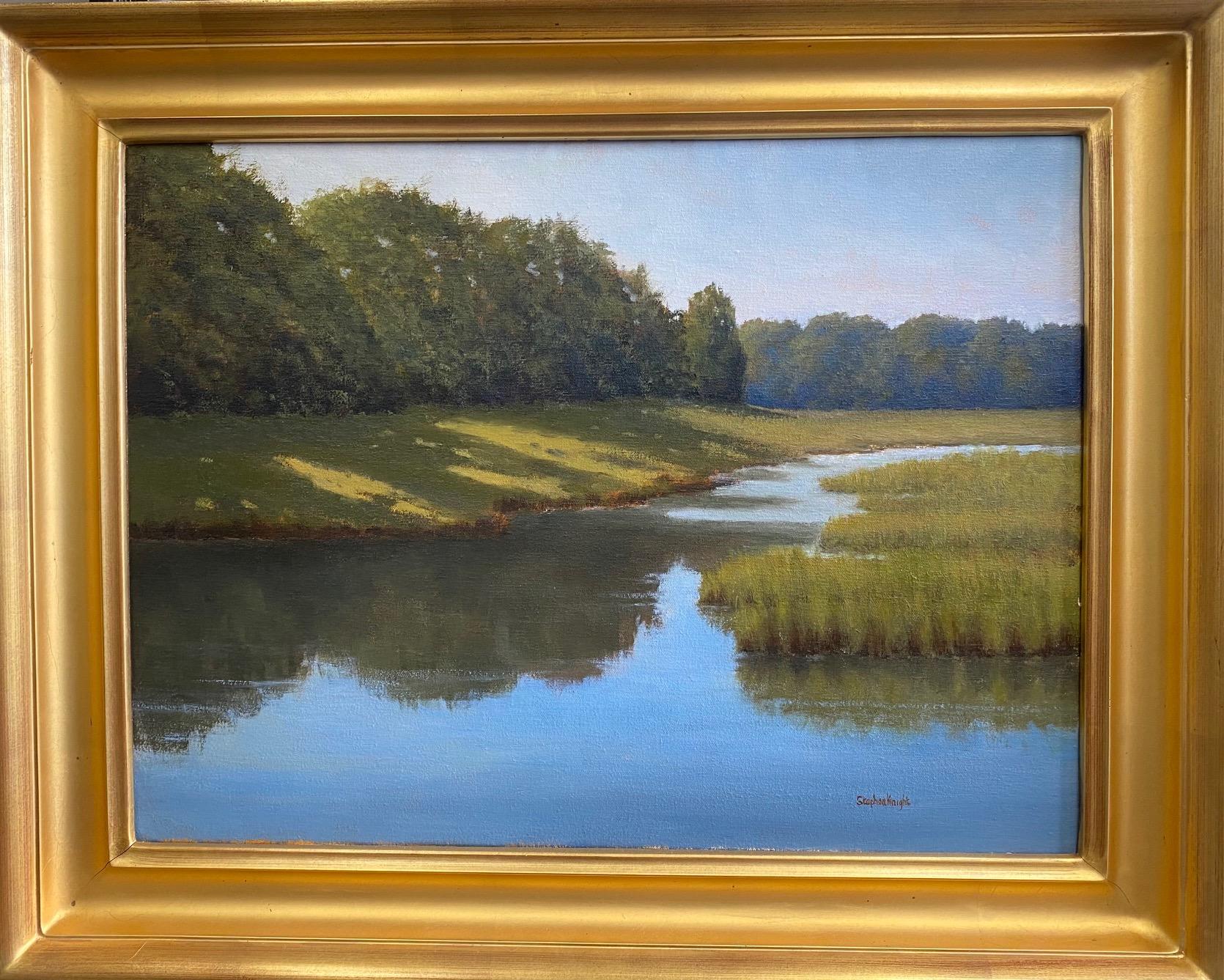 Stephen Knight Landscape Painting - Sunlight and Shadows, original New England impressionist marine landscape