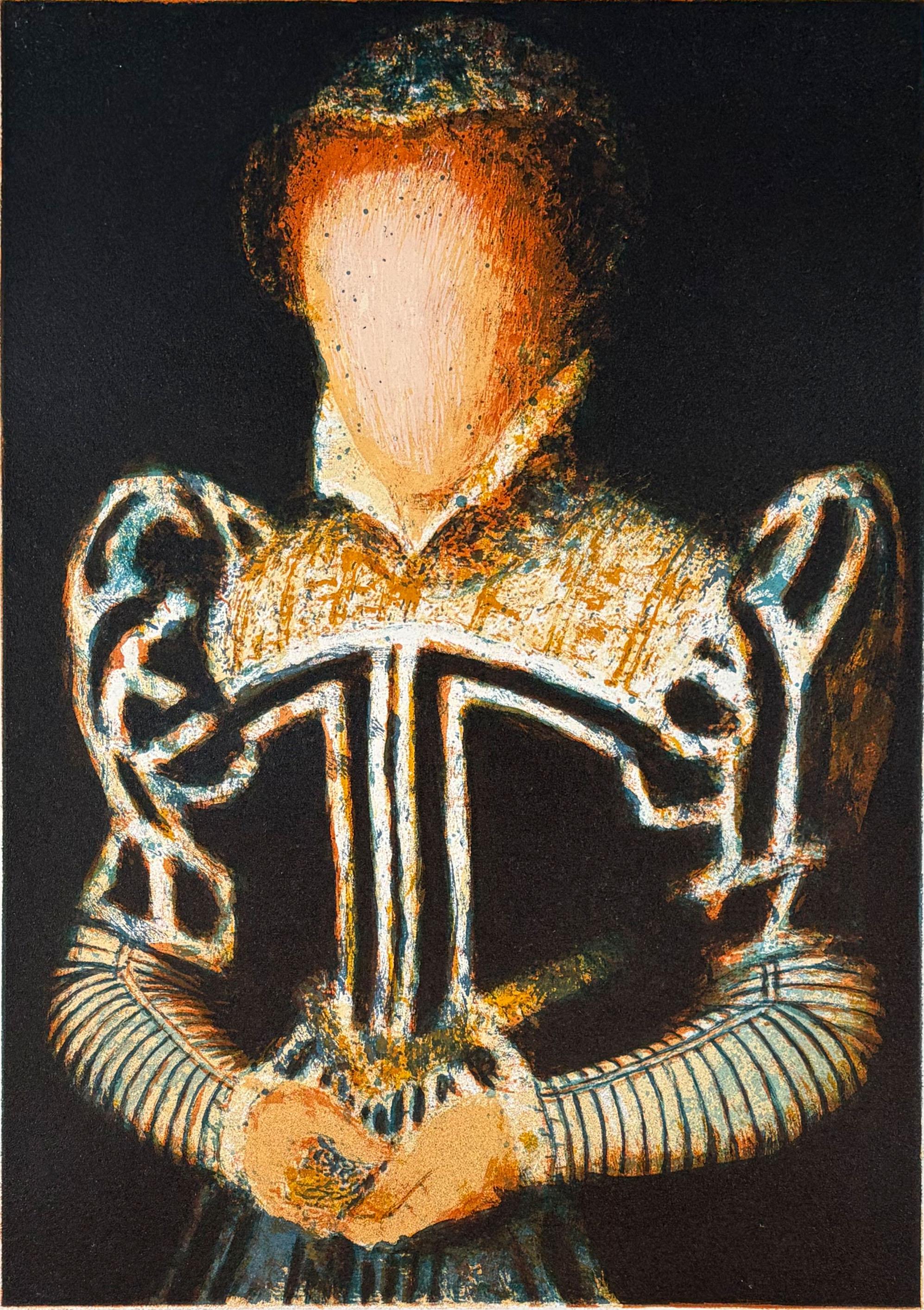 Tudor – Color Etching by Stephen Lawlor, Figurative Print of woman
