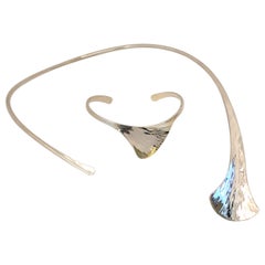 Stephen LeBlanc Parure collier et bracelet Ginkgo en argent sterling