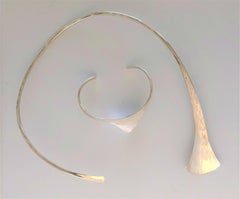 Conjunto de collar y pulsera de ginkgo de plata de ley Stephen LeBlanc