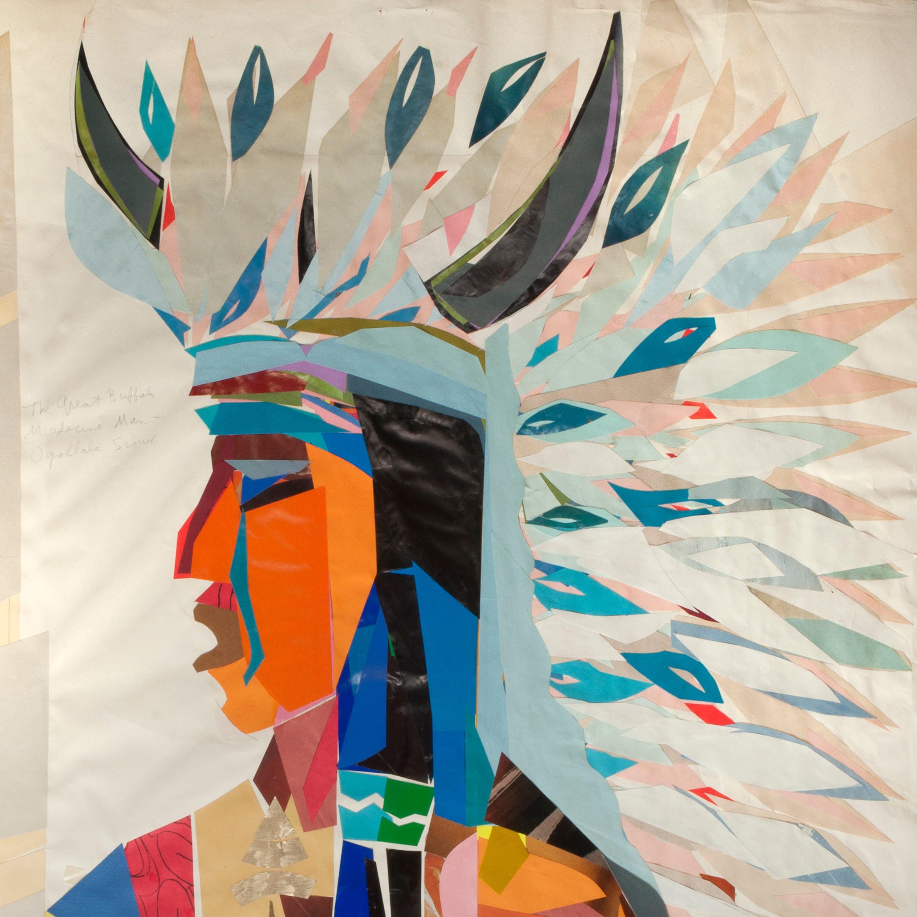 Great Buffalo Medicine Man - Modern Mixed Media Art by Stephen Longstreet