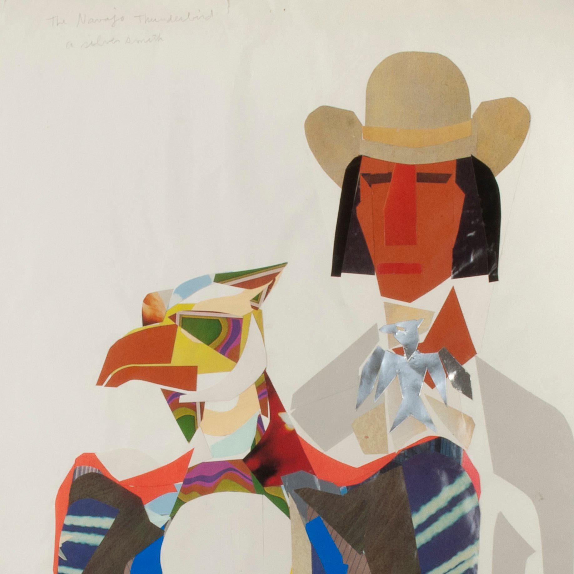 Navajo Thunderbird Silversmith - American Modern Mixed Media Art by Stephen Longstreet