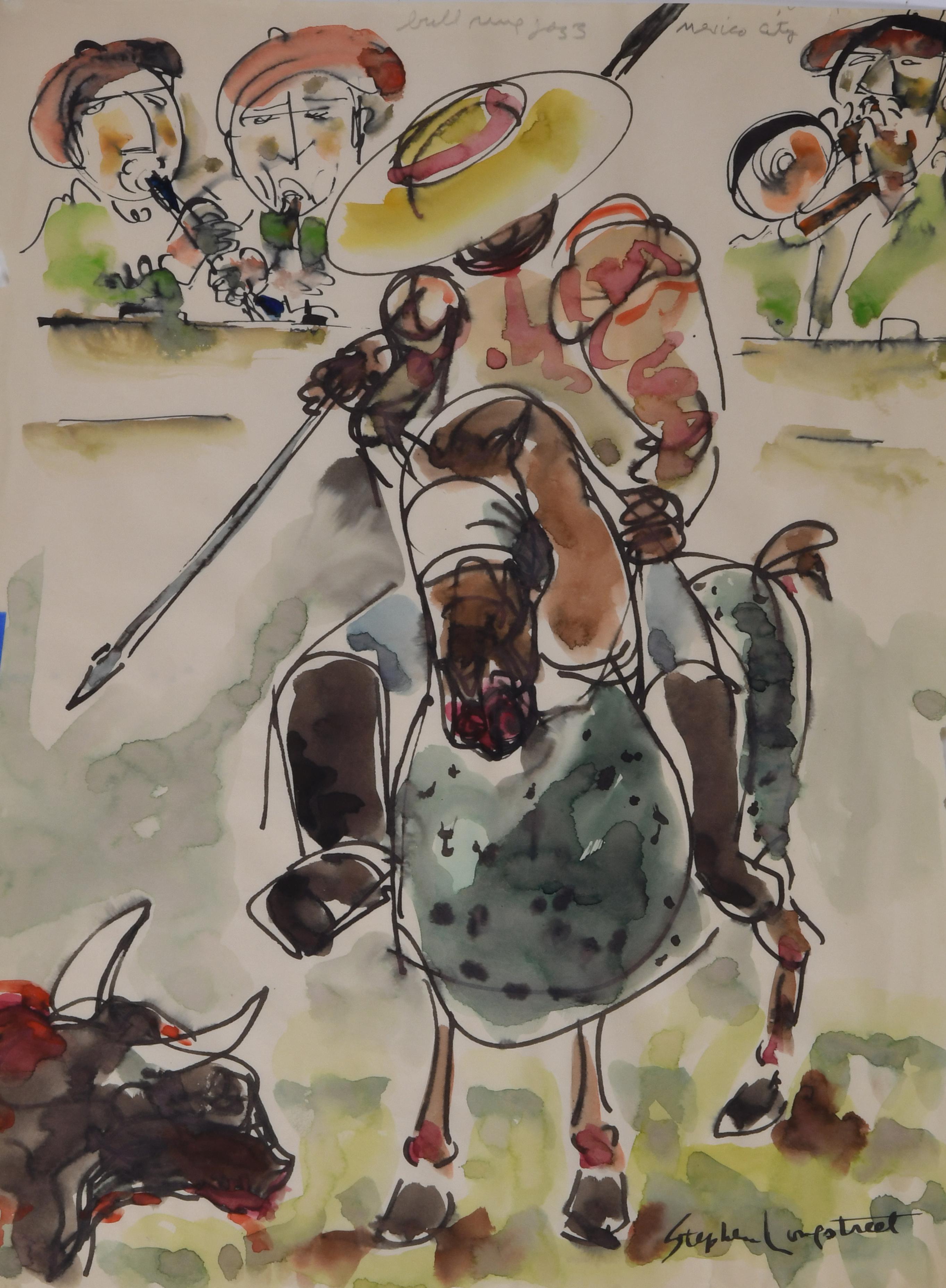 Stephen Longstreet Figurative Painting - Bull Ring Jazz, Mexico City