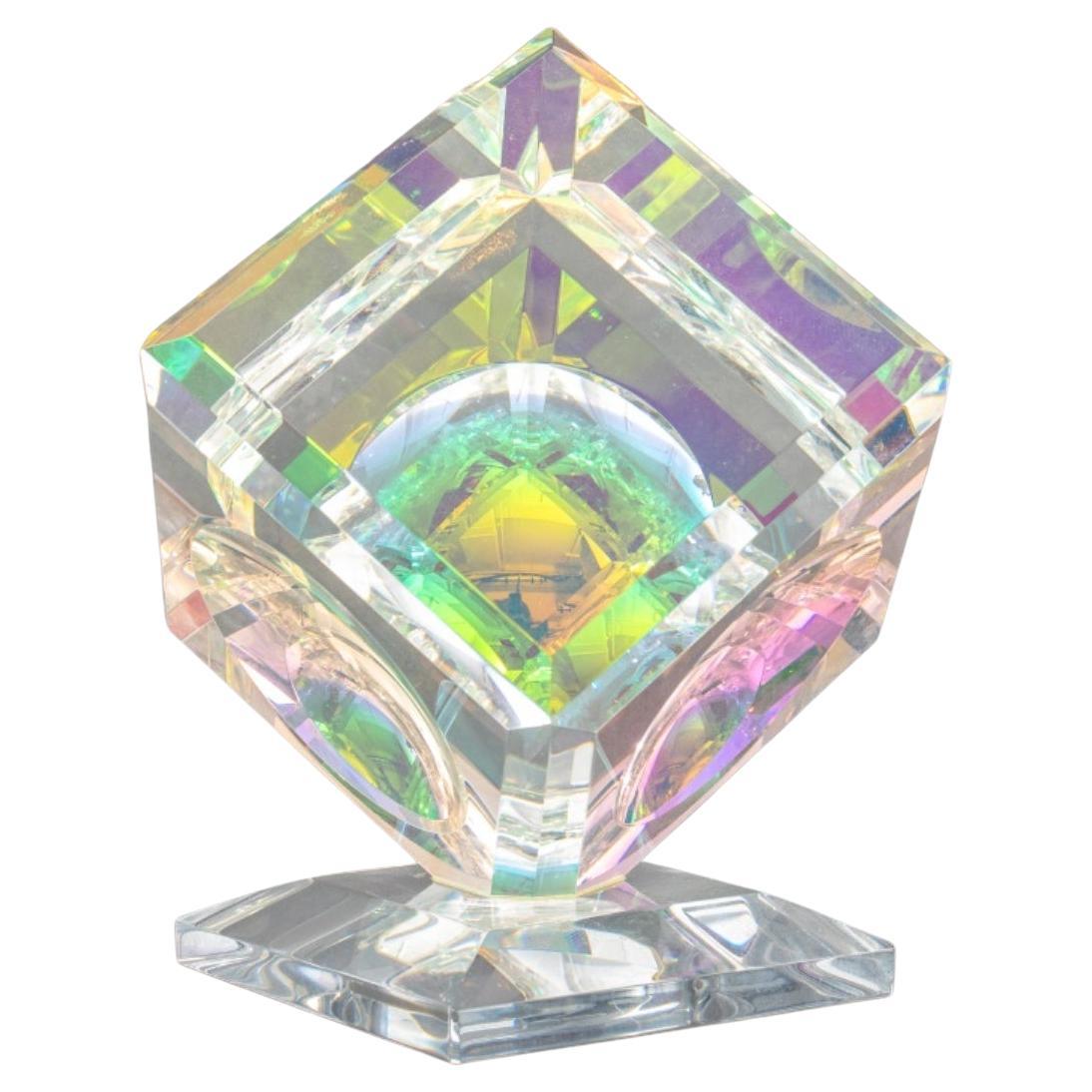 Stephen Lyons "Millennium Cube" Glass Paperweight For Sale