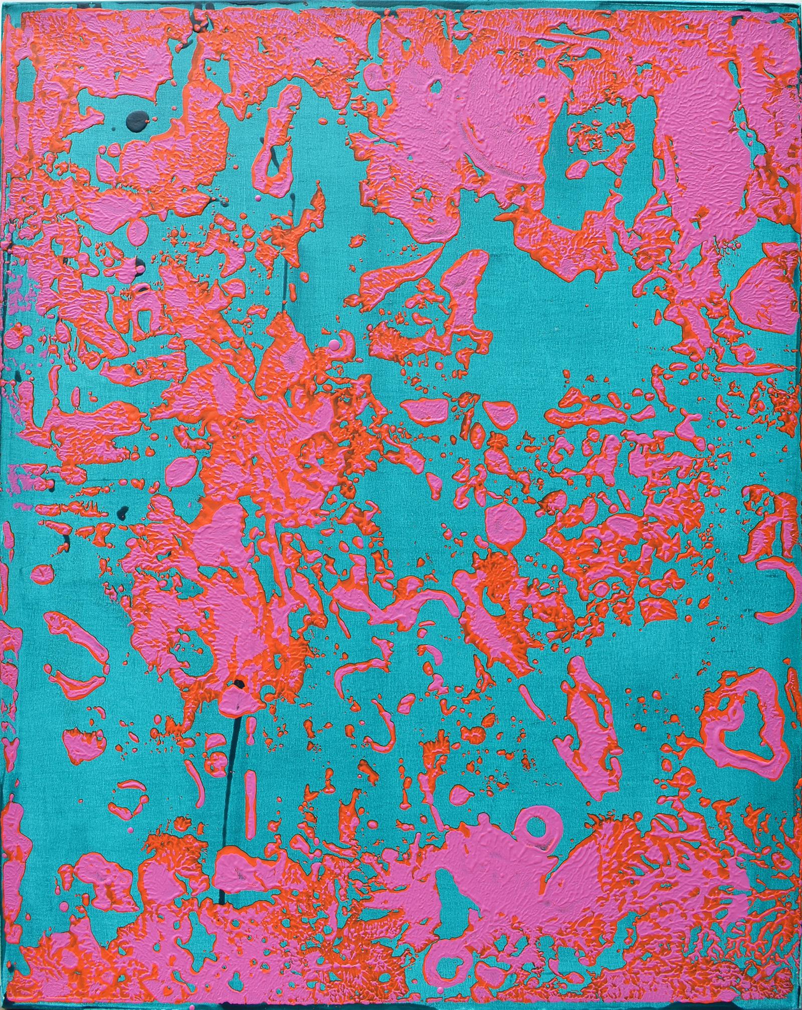 pink and teal painting