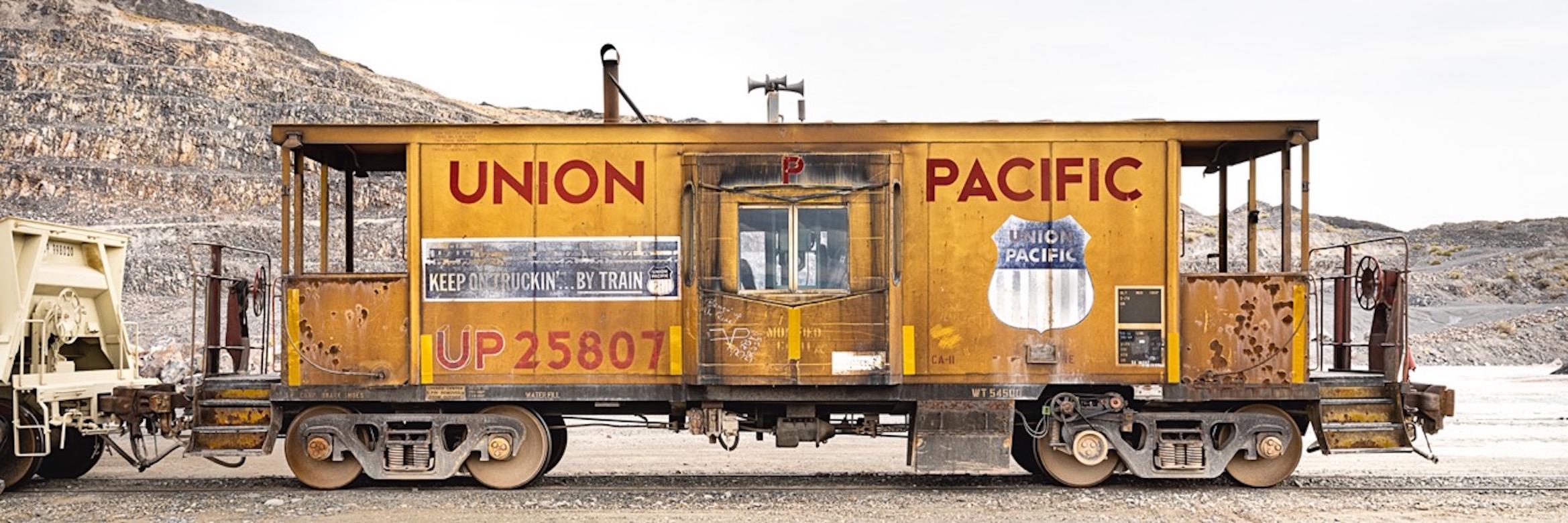 Stephen Mallon Landscape Photograph - "Caboose UP 25807" Contemporary photograph of railroad train car limited ediiton