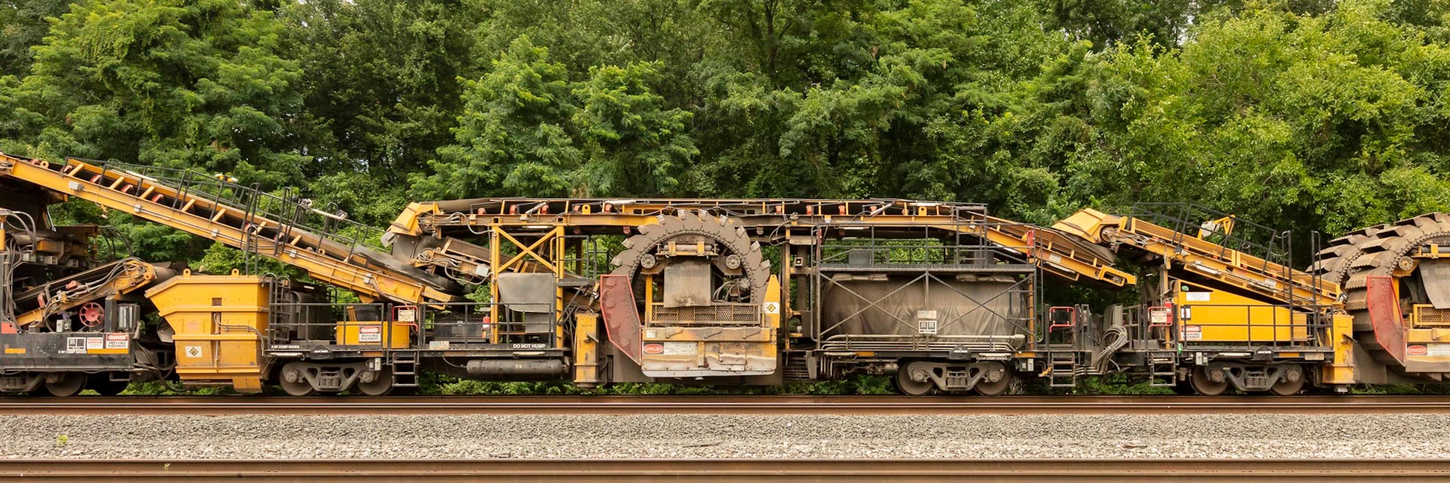 Stephen Mallon Color Photograph - Freight Train Contemporary Photograph, "Undercutter" 20"x60" C-Print