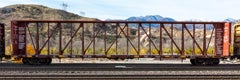 "IC 9977138" Contemporary Color Photograph, railroad freight train with mountain