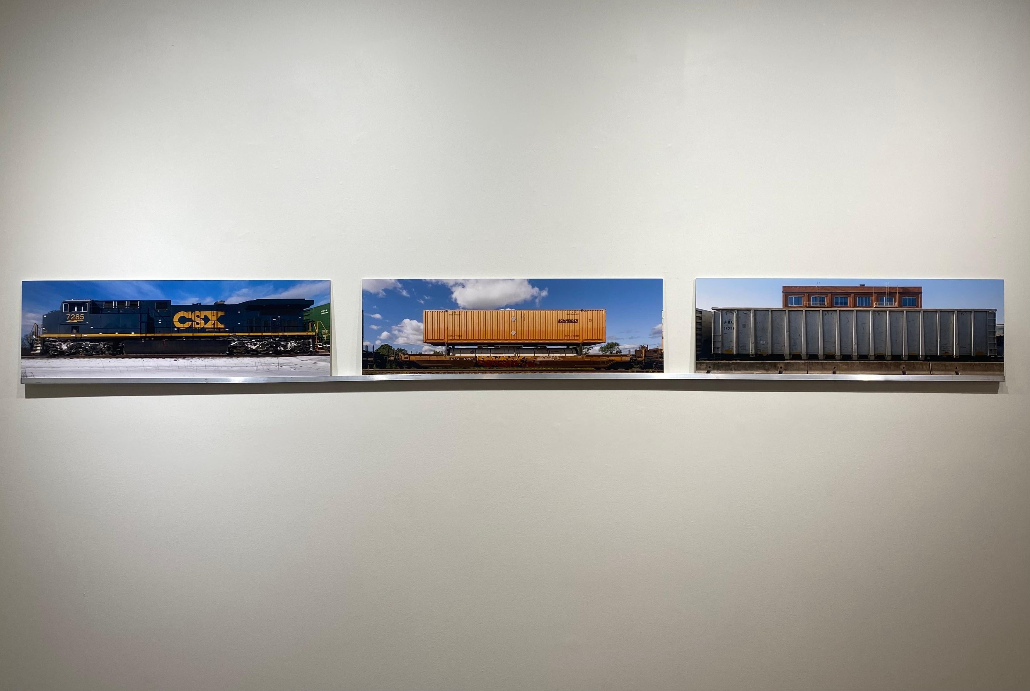 Passing Freight, Fotografía en color, Instalación tríptica - vagones de tren