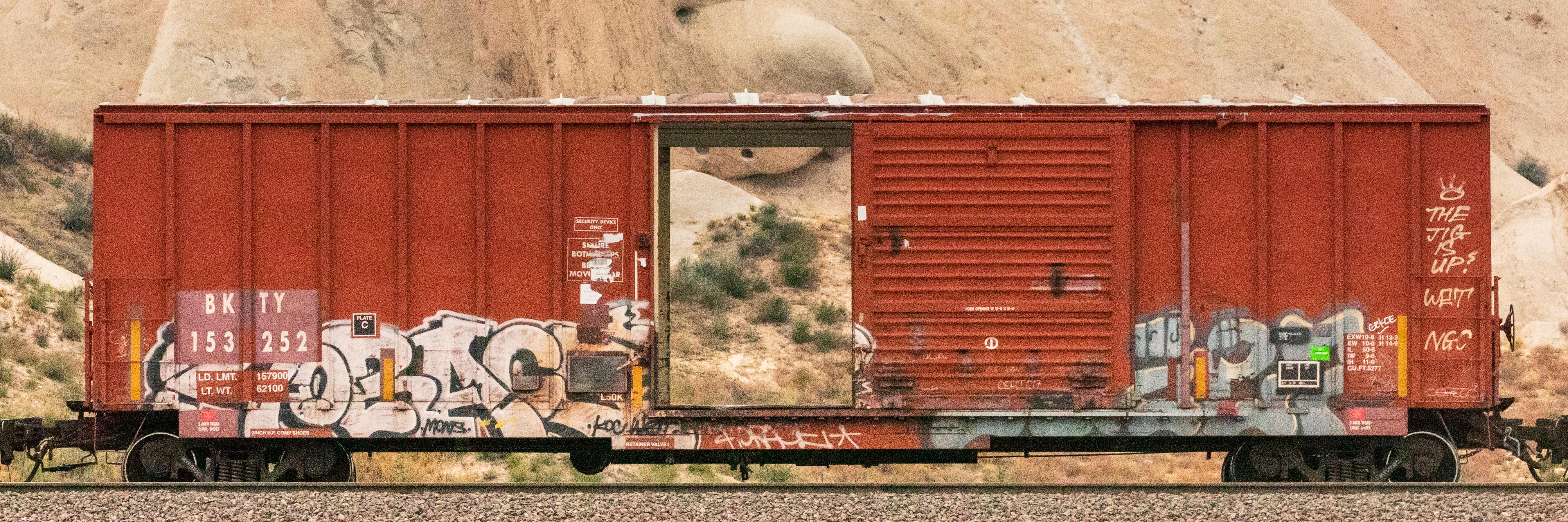 Stephen Mallon Landscape Photograph - Passing Freight -Contemporary color photograph "BKTY 15325" freight train series