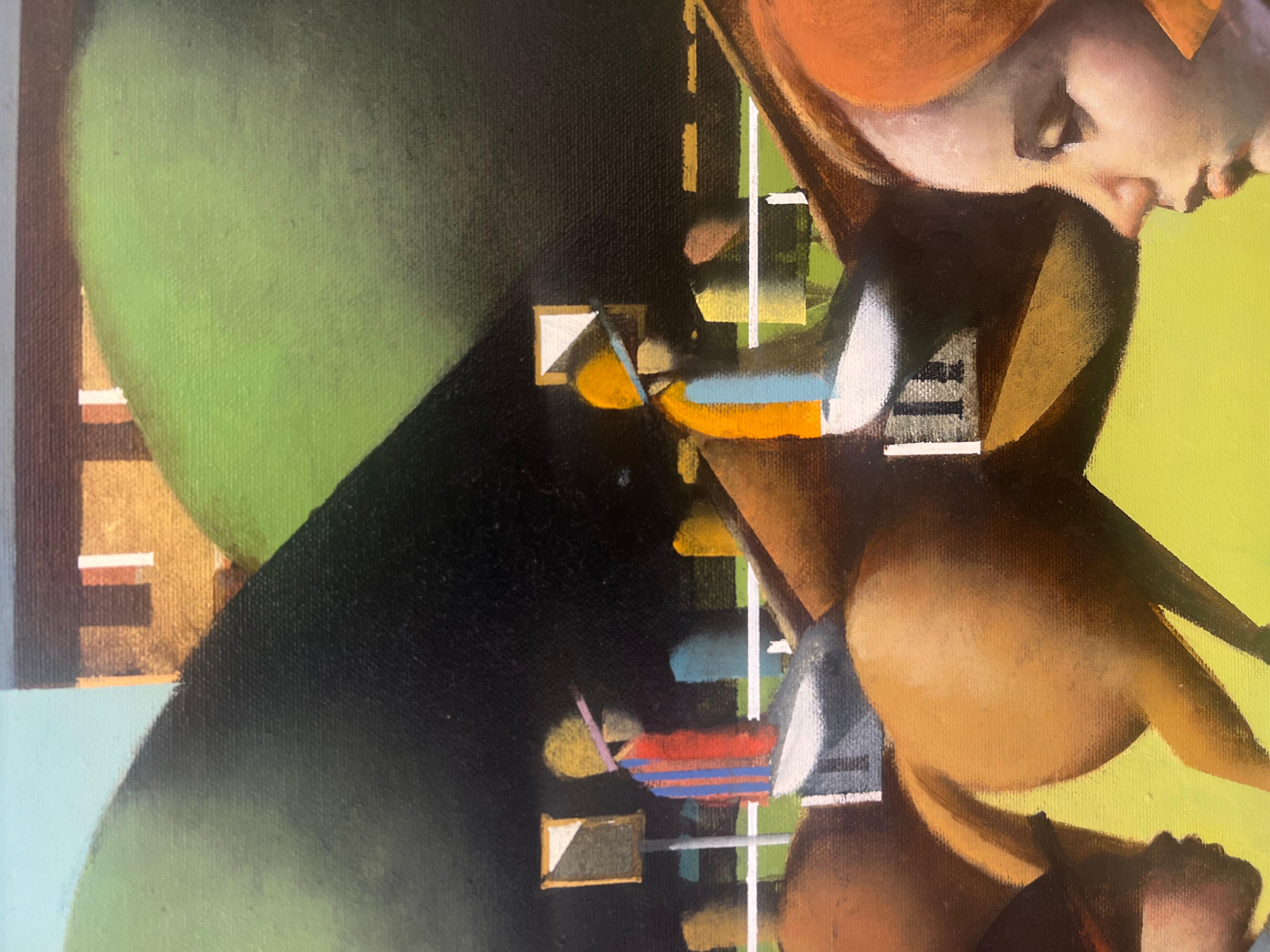 At the Races - Black Abstract Painting by Stephen Mangan