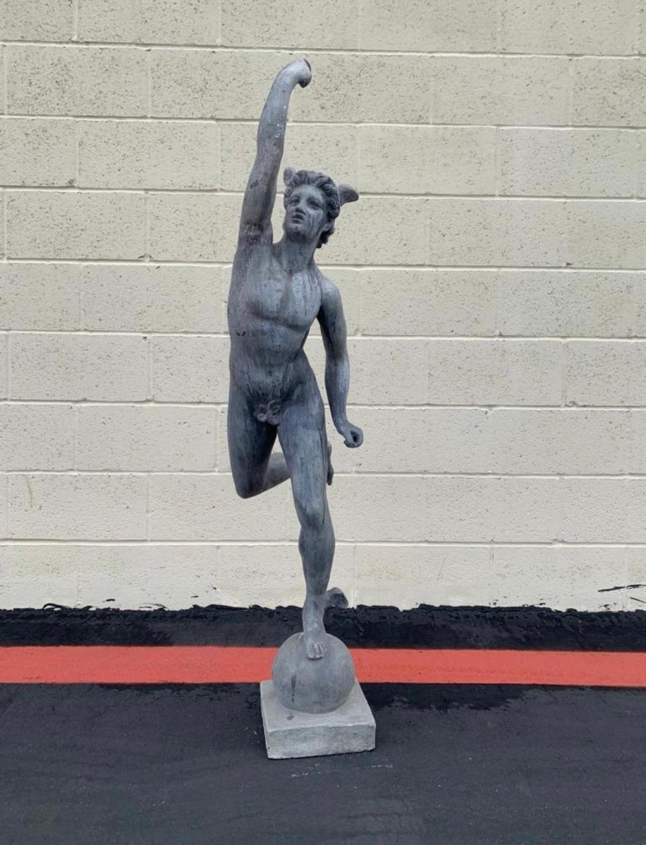 Brutalist Stephen Markham Contemporary English Lead Hermes/ Mercury Statue For Sale