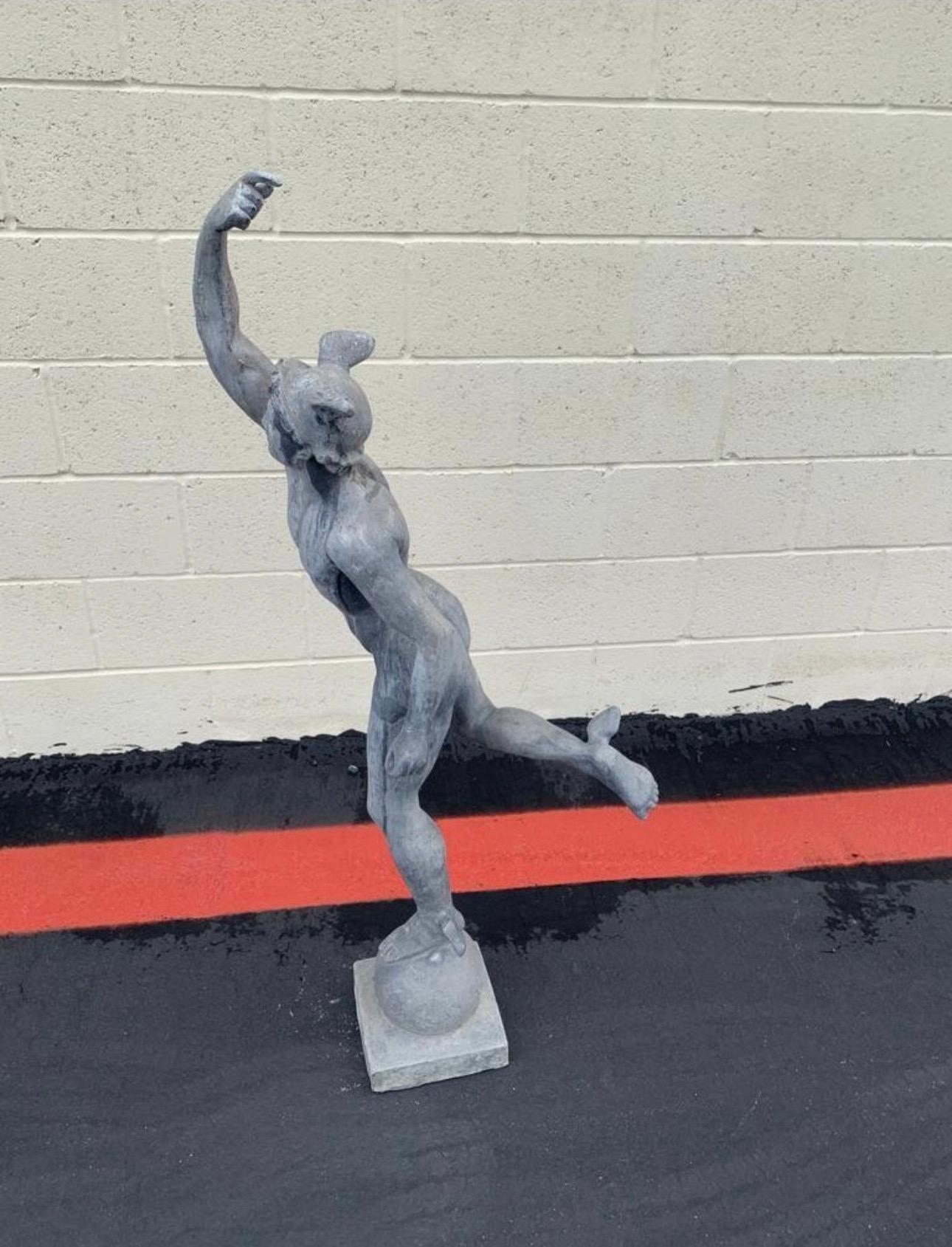 Stephen Markham Contemporary English Lead Hermes/ Mercury Statue In Good Condition For Sale In North Hollywood, CA