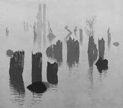 Neblige Szene an der Wasserfront von Stephen McMillan